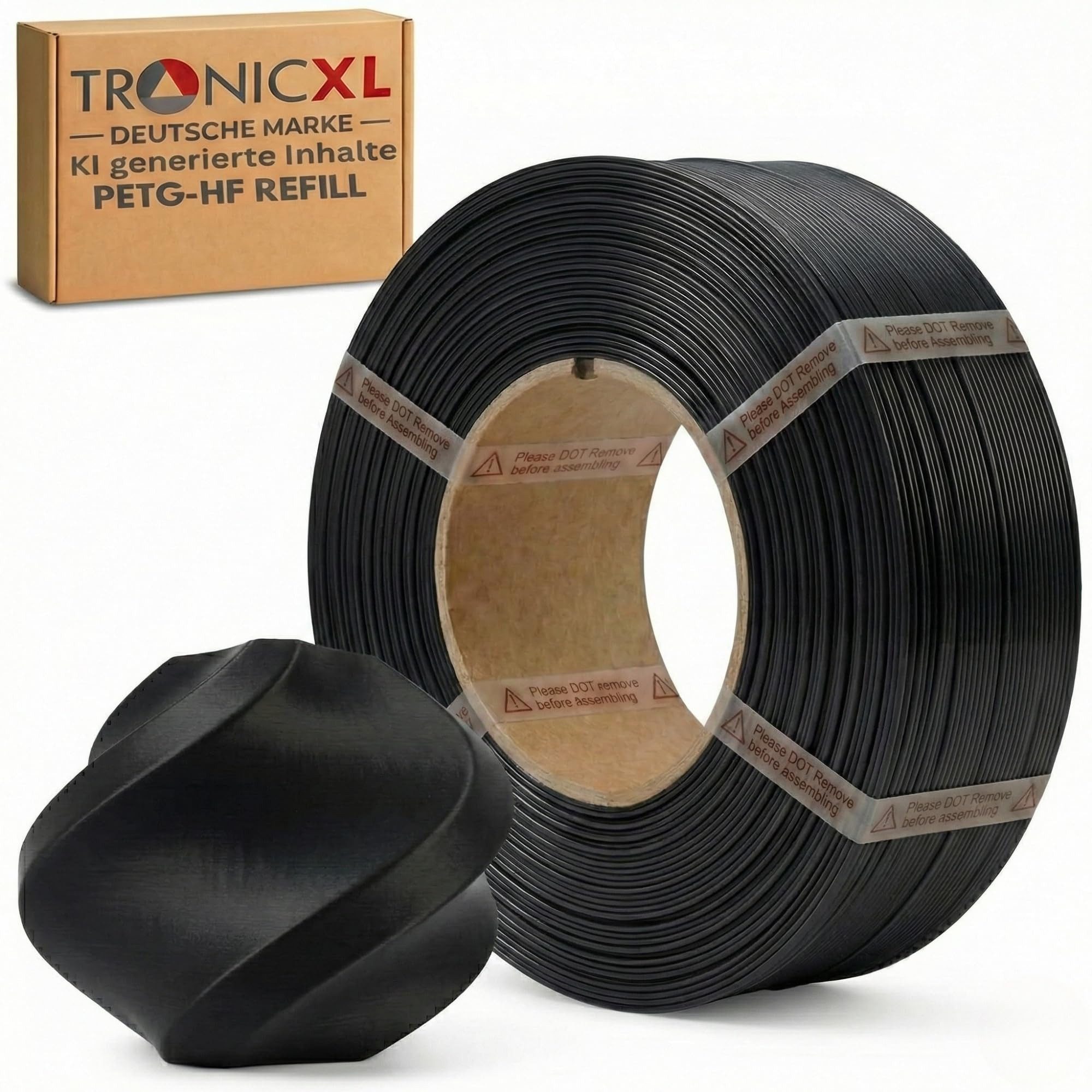 TronicXL Filament Filament PETG HF 1kg Spule Refill passend für Bambu Lab 1,75mm schwarz, für bambulab P2S H2D H2S P1S A1 P1P mini