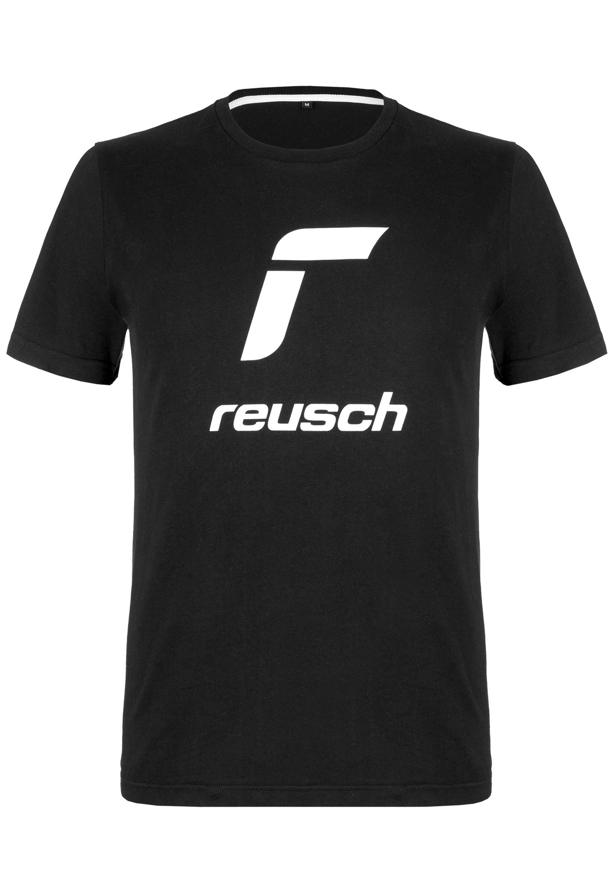 angenehmem Reusch Rundhalskragen mit (1-tlg) schwarz-weiß T-Shirt