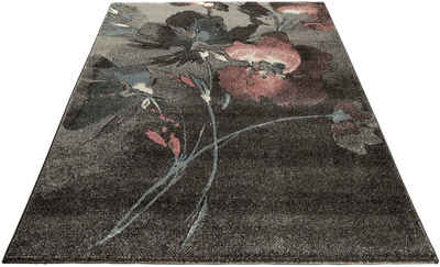 Teppich Lovis, Home affaire, rechteckig, Höhe: 14 mm, Kurzflor, Blumen Design, flacher Teppich, Weich, Pflegeleicht, Elegant