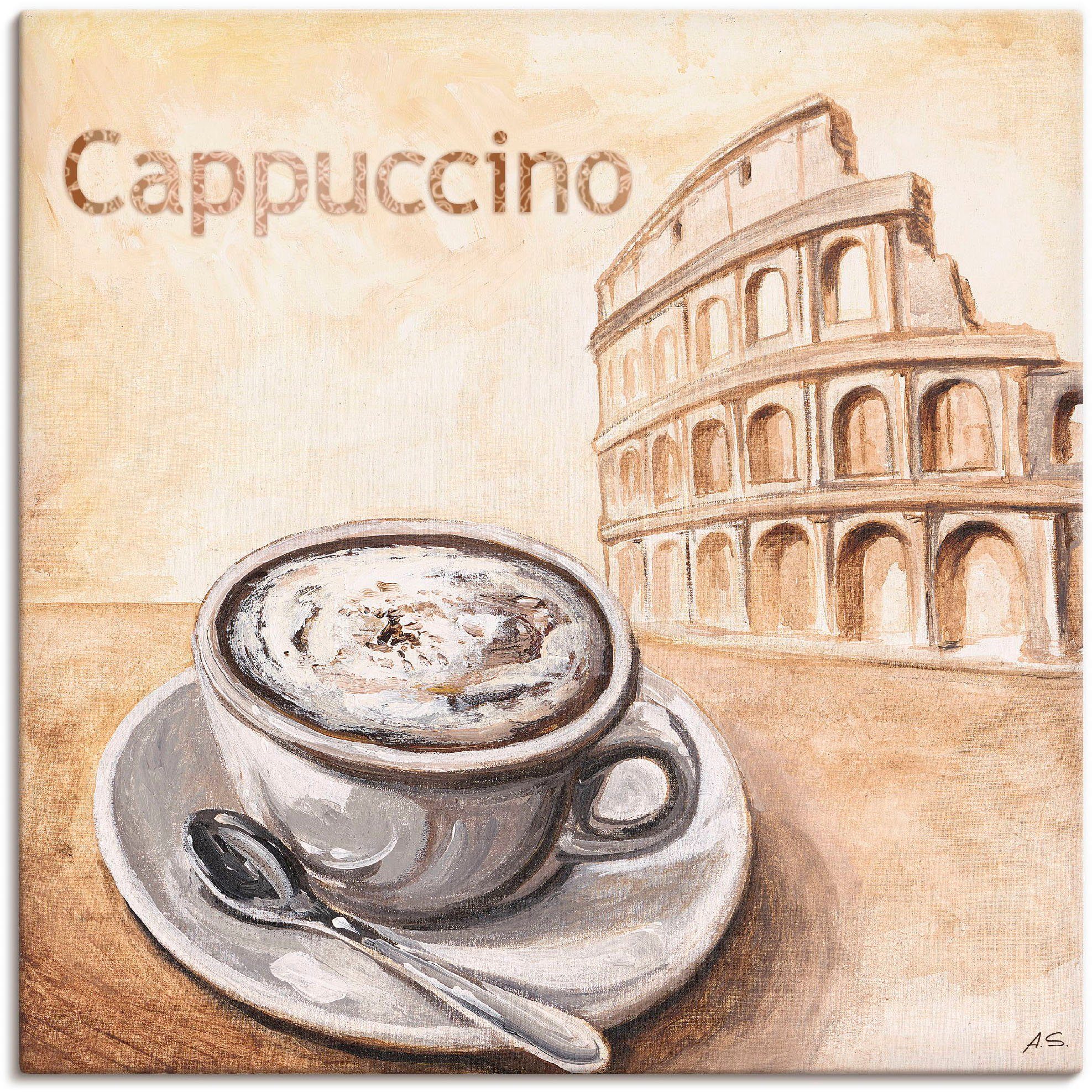 Artland Wandbild Cappuccino in Rom, Alubild, als Größen Leinwandbild, Kaffee in oder St), Poster versch. Bilder Wandaufkleber (1