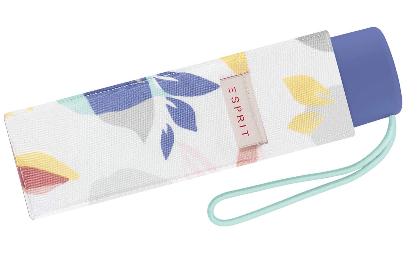 Esprit Taschenregenschirm kleiner, handlicher Schirm für Damen, Blüten und Blätter in sanften Frühlingsfarben