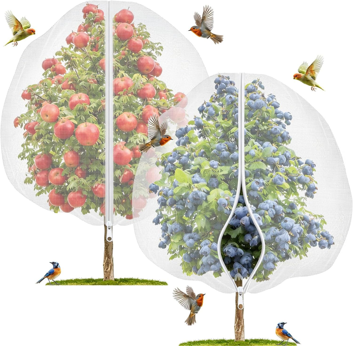 Diwzbyn Schutznetz Obstbaumnetz, Vogelschutznetz mit Reißverschluss und Kordelzug, BxL: 1x1.5 m