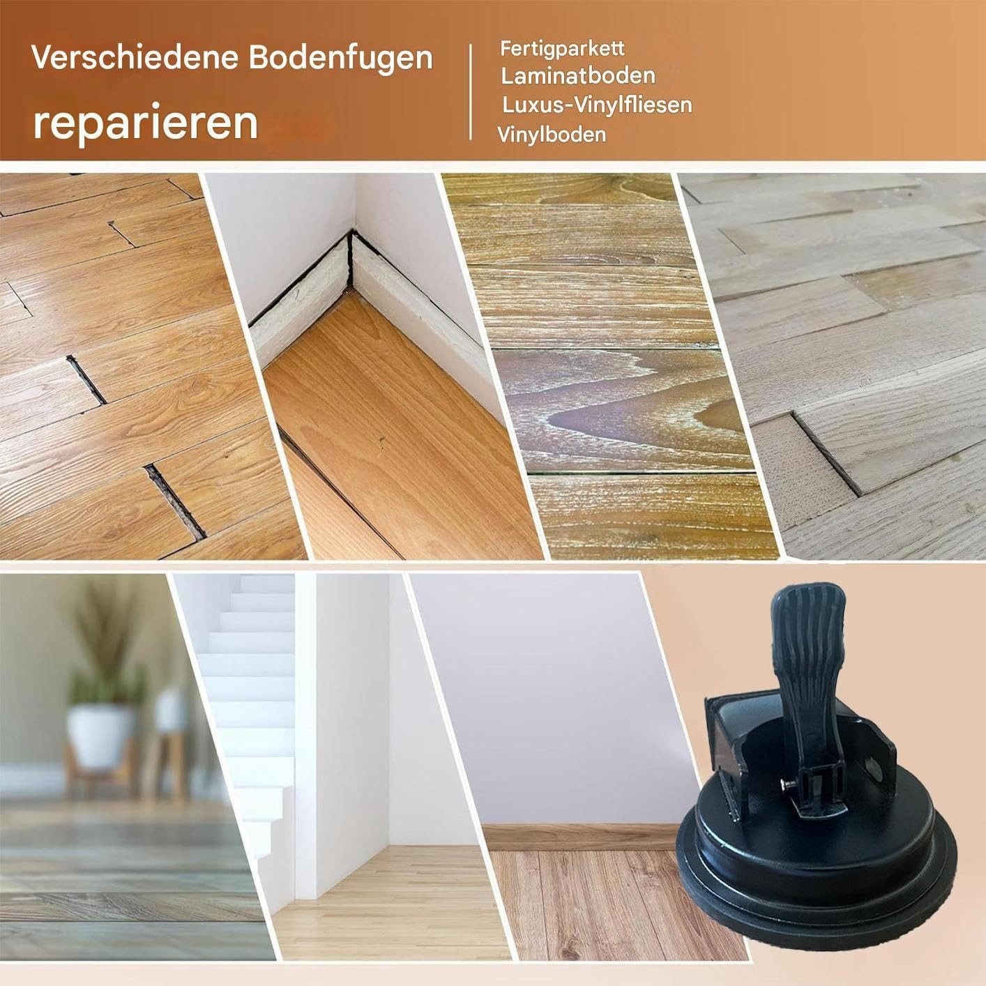 Zaewry Verlegeset Laminatboden Verlegungswerkzeug, Robuster Greifer Mit Saugnapf, (Diele Greifer Werkzeuge Für Holzböden), Für Pflastersteine Fliesen Badezimmer Wohnzimmer Schlafzimmer Zimmere