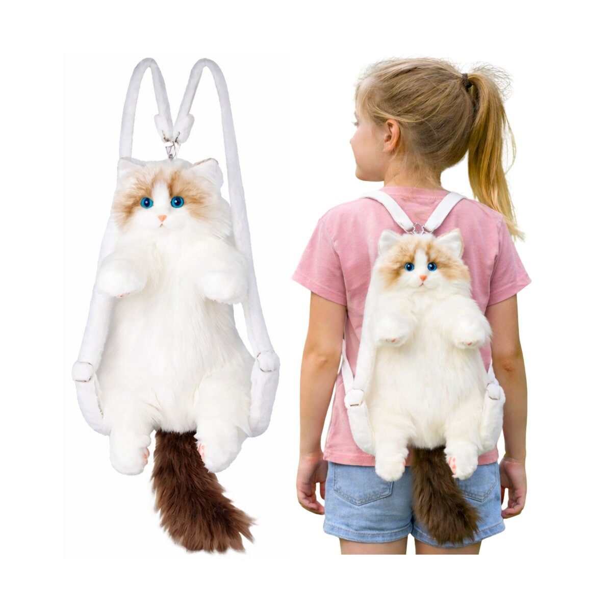 Wisam Plüschfigur Plüschkatzen-Rucksack, Maskottchen, verstellbare Träger (1-St)