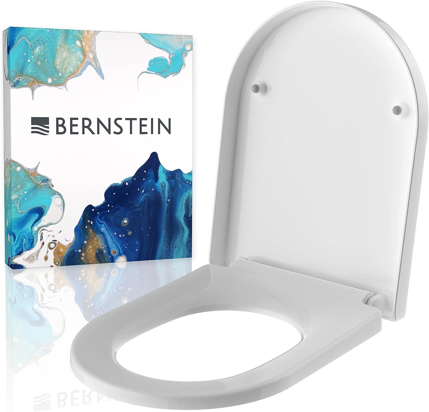 Bernstein WC-Sitz U1002 (Komplett-Set, inkl. Befestigungsmaterial), weiß / D-Form / Absenkautomatik / LED Licht / abnehmbar / Duroplast