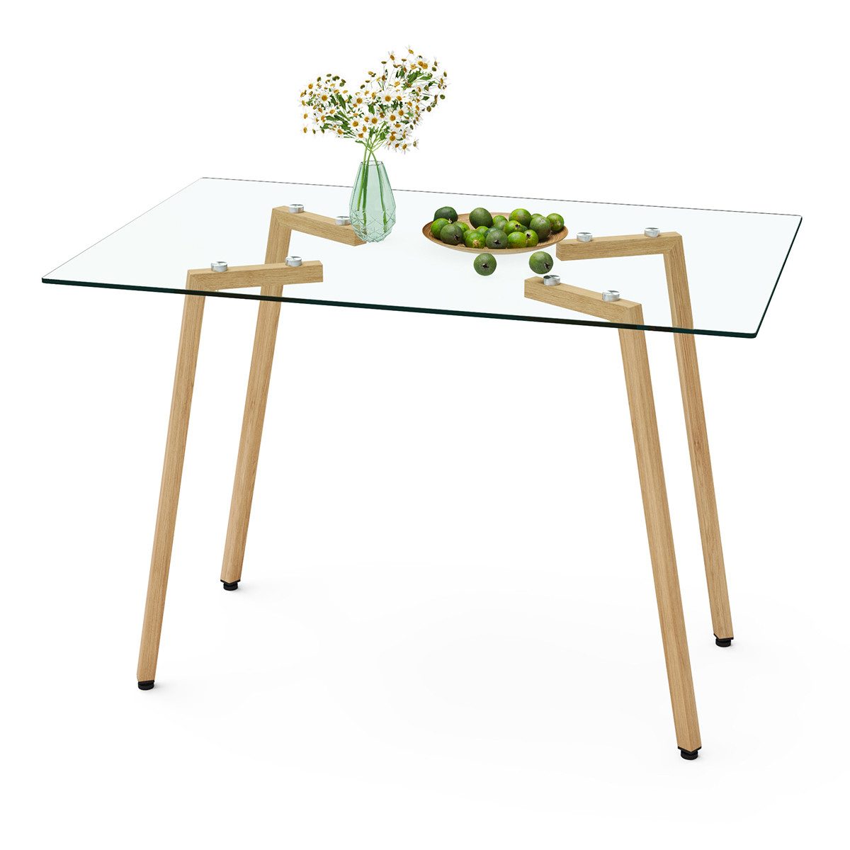 XDeer Couchtisch Glastisch Moderner Rechteckiger Beistelltisch Couchtisch, Esstisch Robust und Langlebig 0,8 cm Dickes Gehärtetes Glas