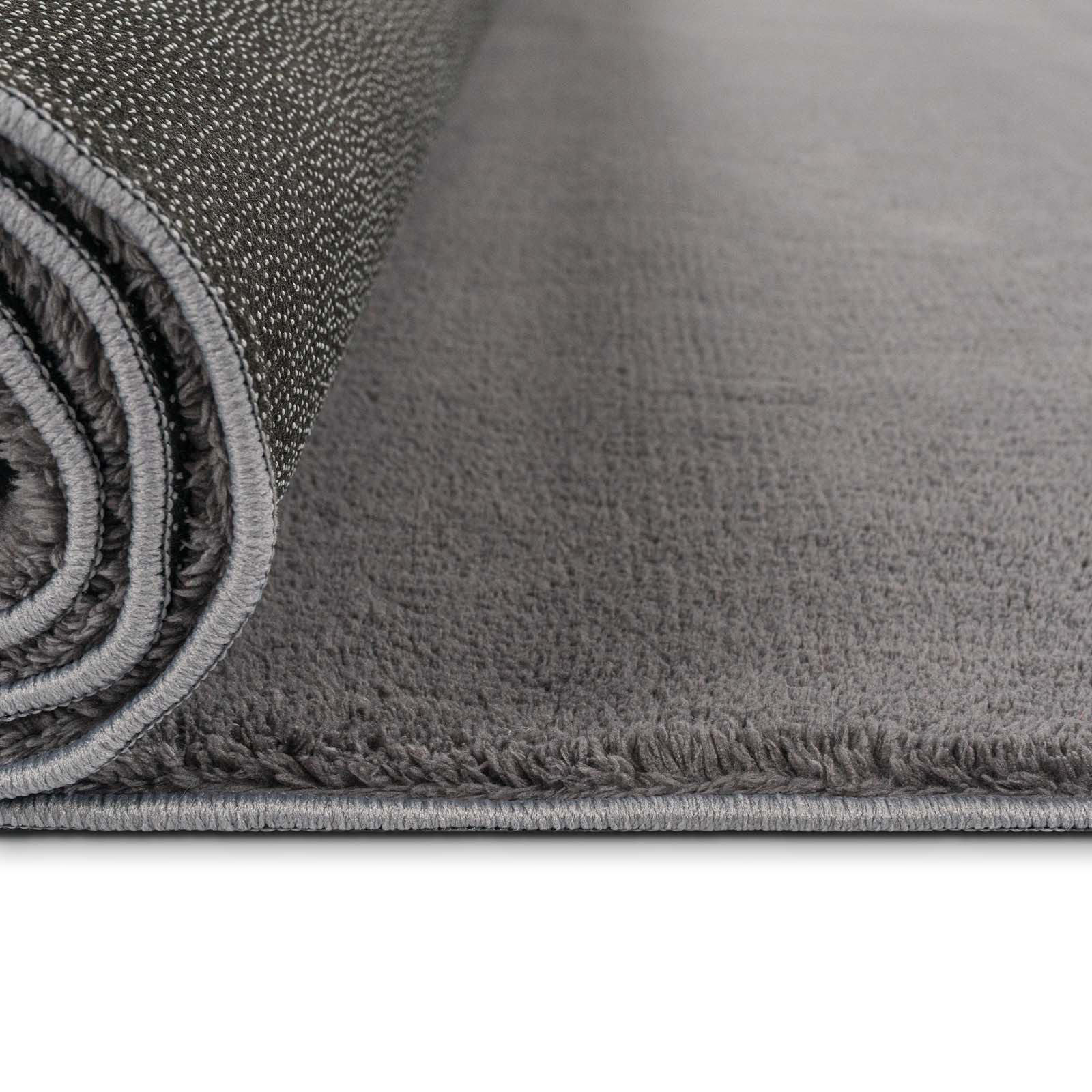TaraCarpet Teppich Fiona Uni Kurzflor-Teppich, waschbar und supersoft, rechteckig, Höhe: 14 mm, 14 mm Kurzflor, rechteckig, Farbe Anthrazit, Größe 50x80 cm – Bild 5 von 5