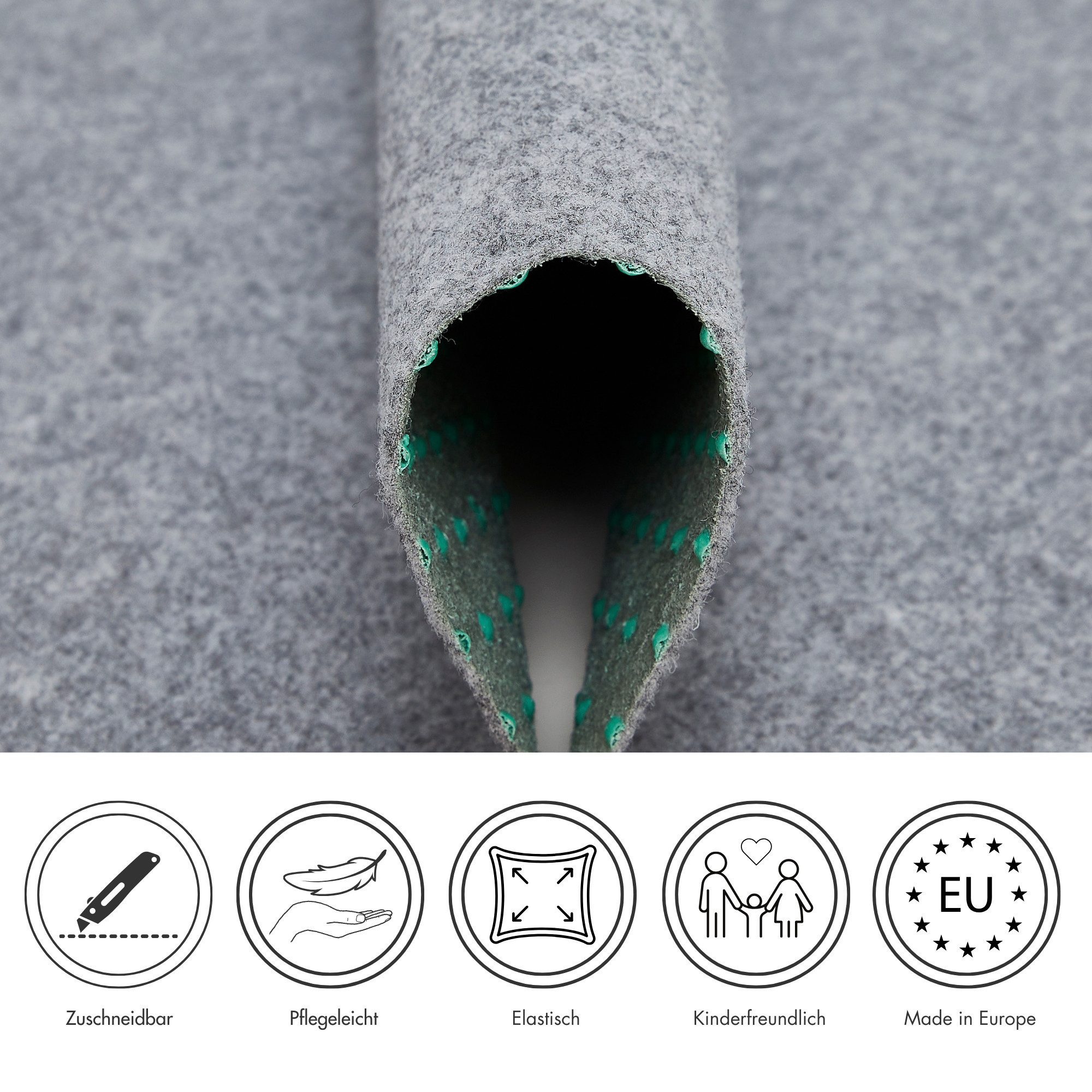 Andiamo Kunstrasen Field, Made in Belgium, rechteckig, Höhe: 4 mm, Rasenteppich aus Nadelfilz, mit Noppen, für Balkon & Terrasse