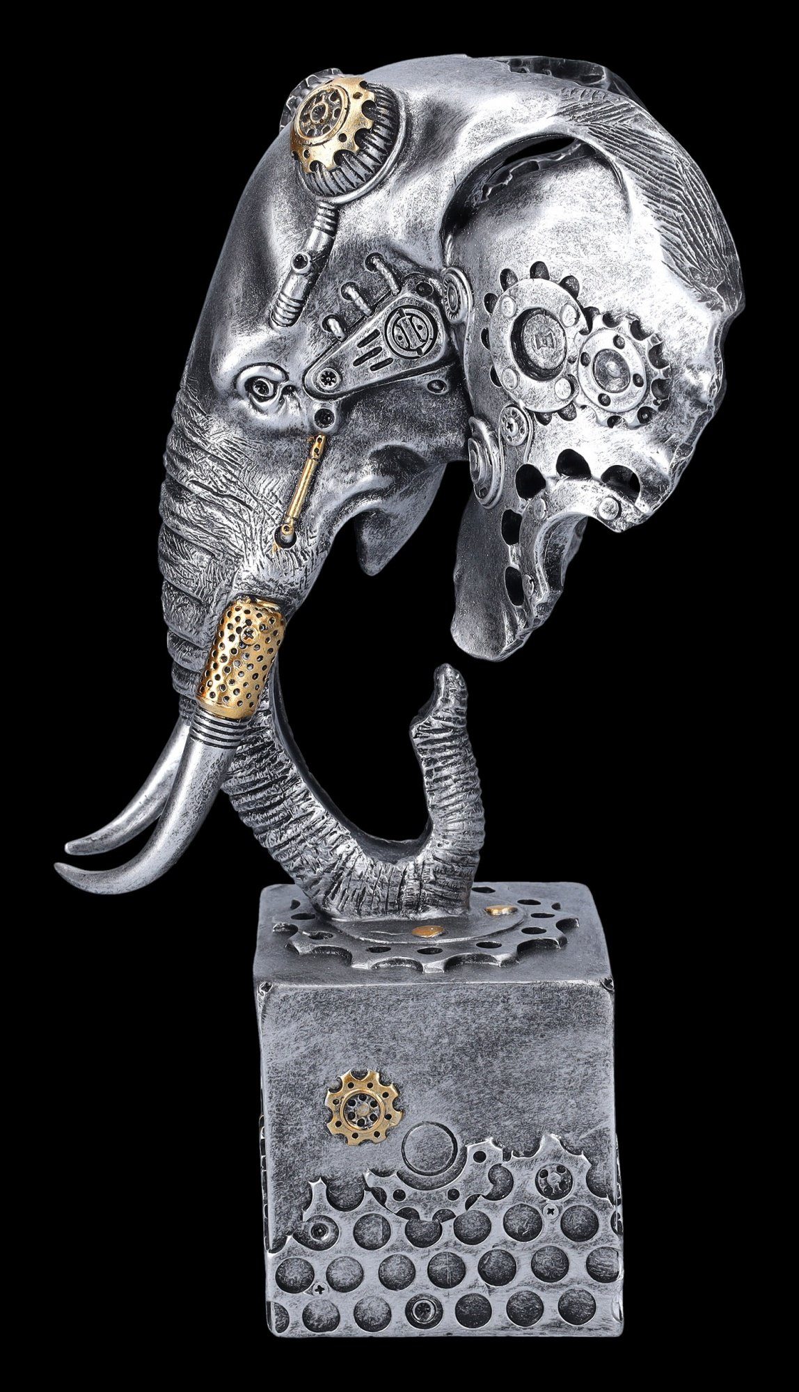 Dekoration - Shop GmbH - Silberfarbener Dekofigur Figuren Fantasy Dekofigur Steampunk Elefant