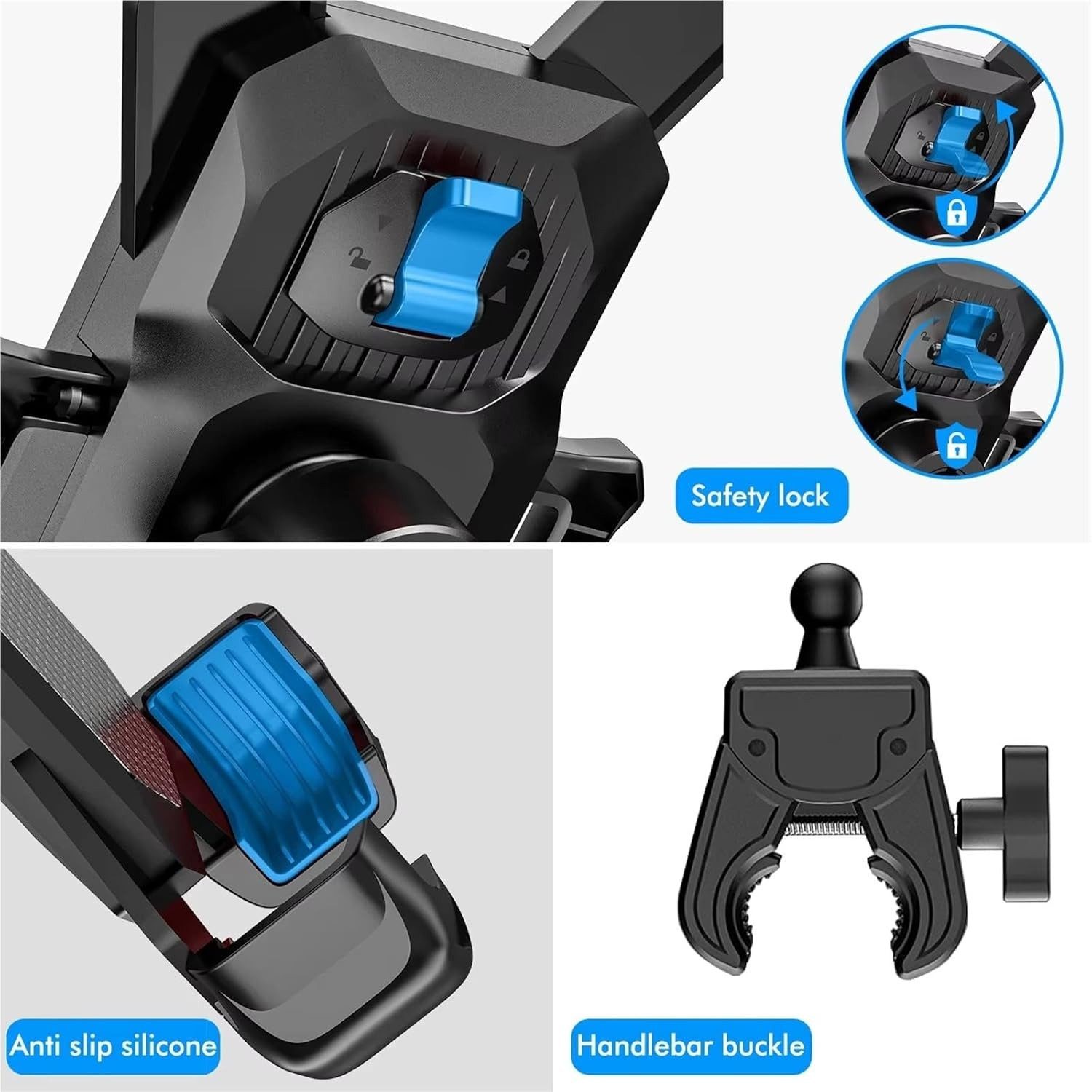 FELIXLEO Motorrad Handyhalterung 360 Drehbar Rutschfest Lenker Navi Halterung Smartphone-Controller (1 St)