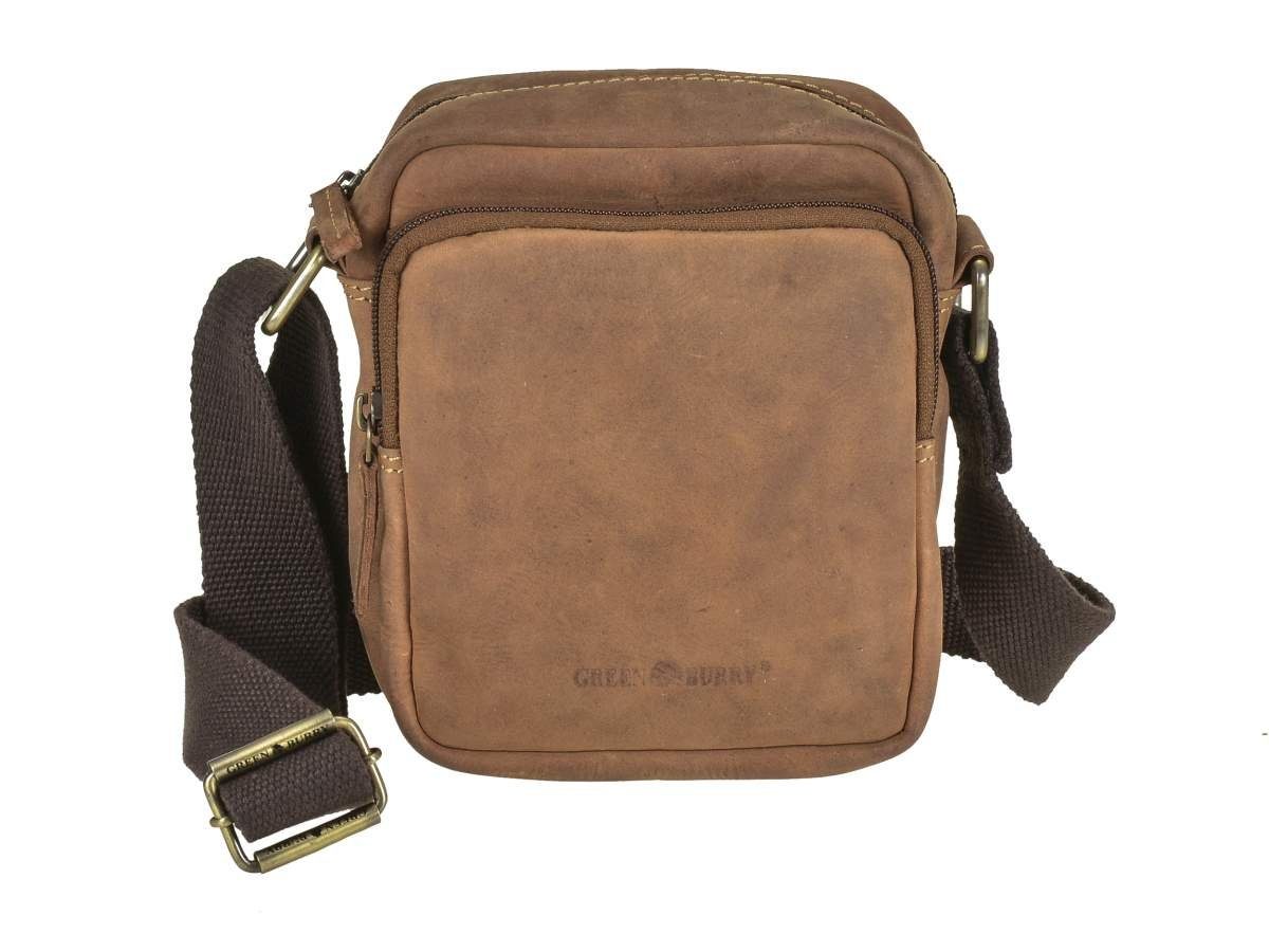 Greenburry Umhängetasche "Vintage" Leder, used Look, Schultertasche, Herrentasche, Leder, 16x19cm