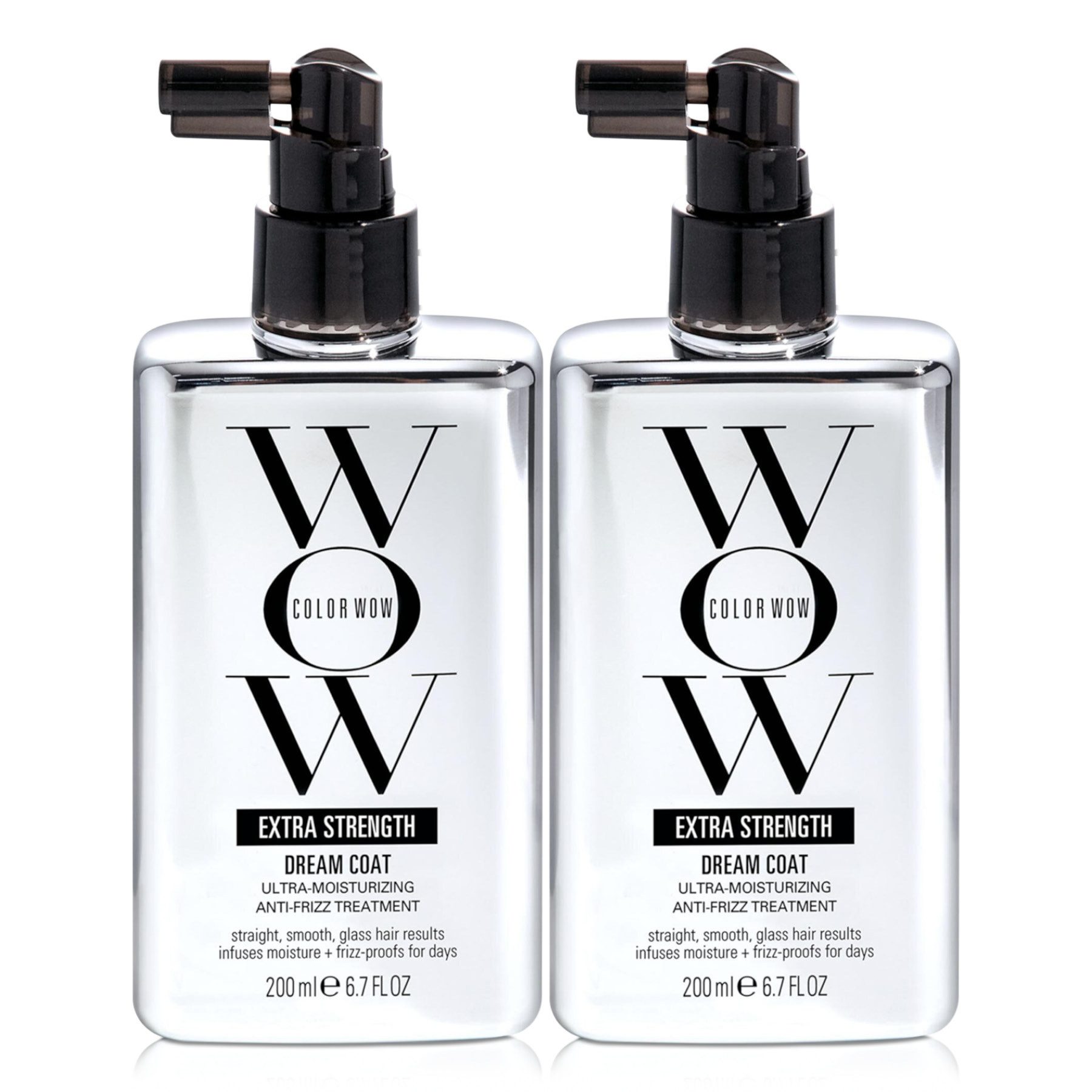 COLOR WOW Haarspray Anti Frizz Pflege Glanzspray Color Styling Dream Coat Extra Strength, 2-tlg., Extra starke Anti-Frizz-Wirkung, WOW, Geschmeidigkeit ohne Fettfilm