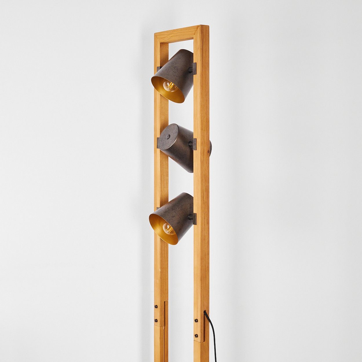verstellbaren »Campoleone« mit Natur/Grau/Goldfarben, Stehlampe ohne Schirmen, E14 in Holz/Metall Höhe Stehlampe hofstein Leuchtmittel, 151cm, aus