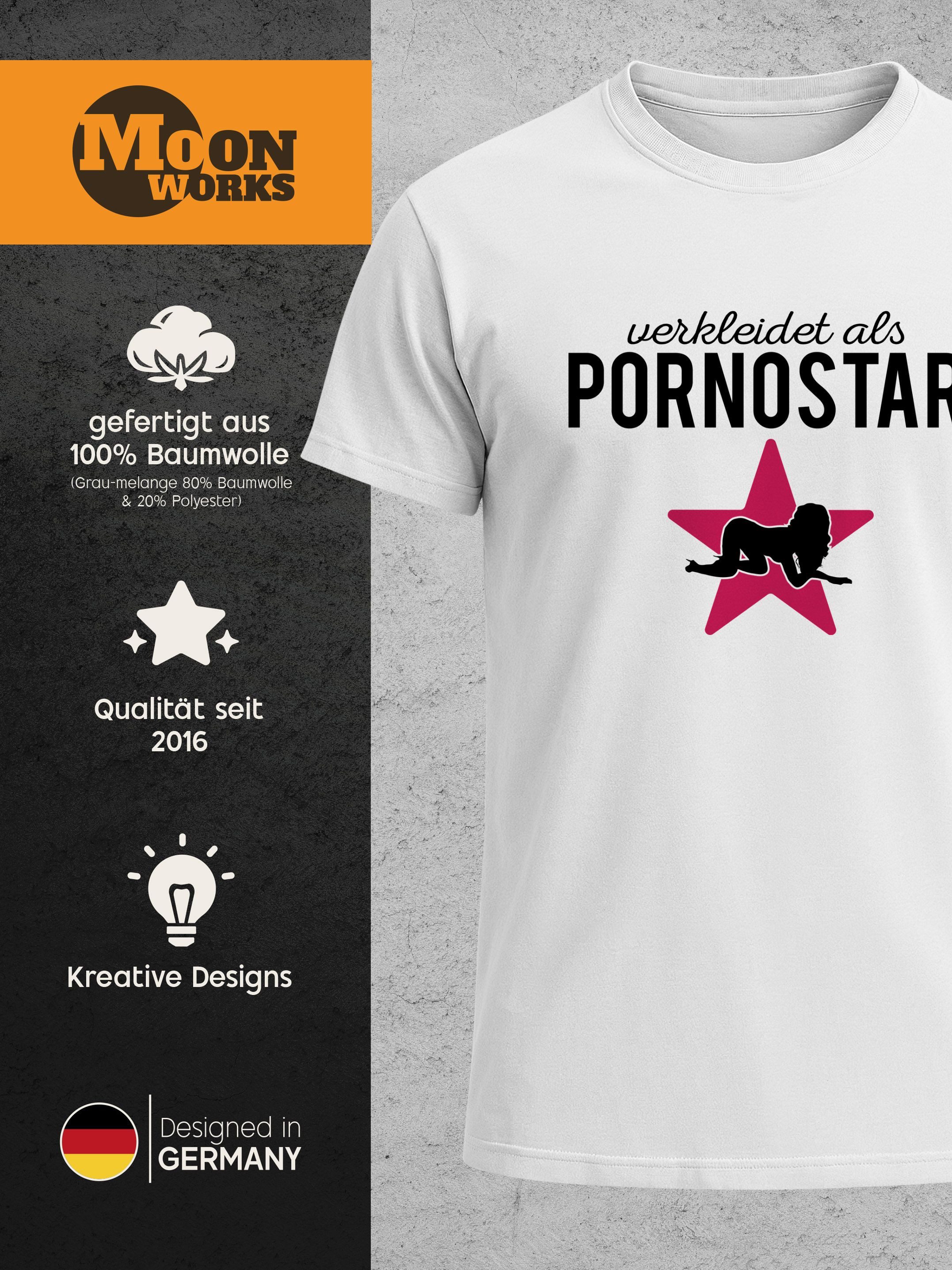MoonWorks Print-Shirt Herren T-Shirt verkleidet als Pornostar Kostüm Verkleidung Erotik mit Print
