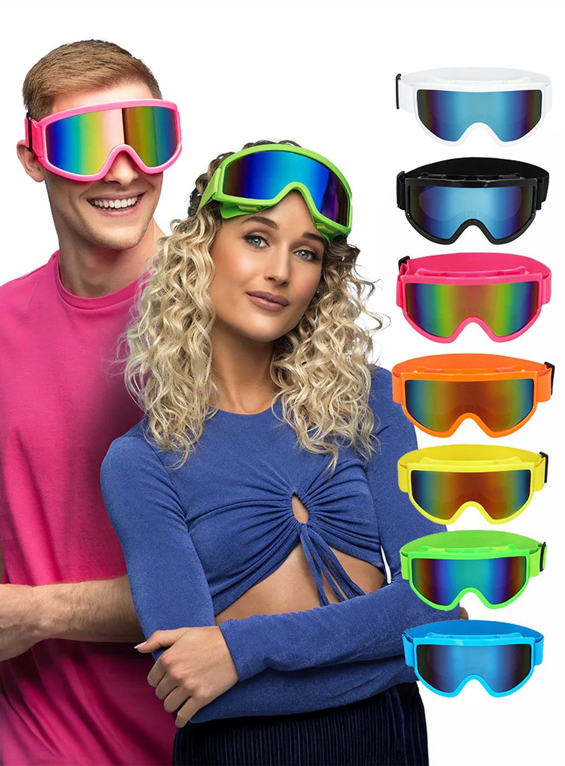 Boland Kostüm Skibrille in verschiedenen Farben, Verspiegelte Schutzbrille für die Piste ... und zum auf die Piste geh