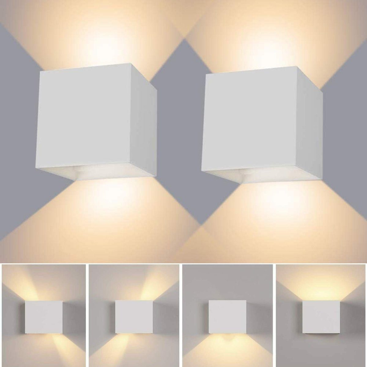 feinlux LED Aufbaustrahler Wandleuchte Innen Flurlampe Innen Wandlampe, LED fest integriert, Warmweißes Licht, Vervollkommnen Sie für Wohnzimmer, Schlafzimmer, Kü