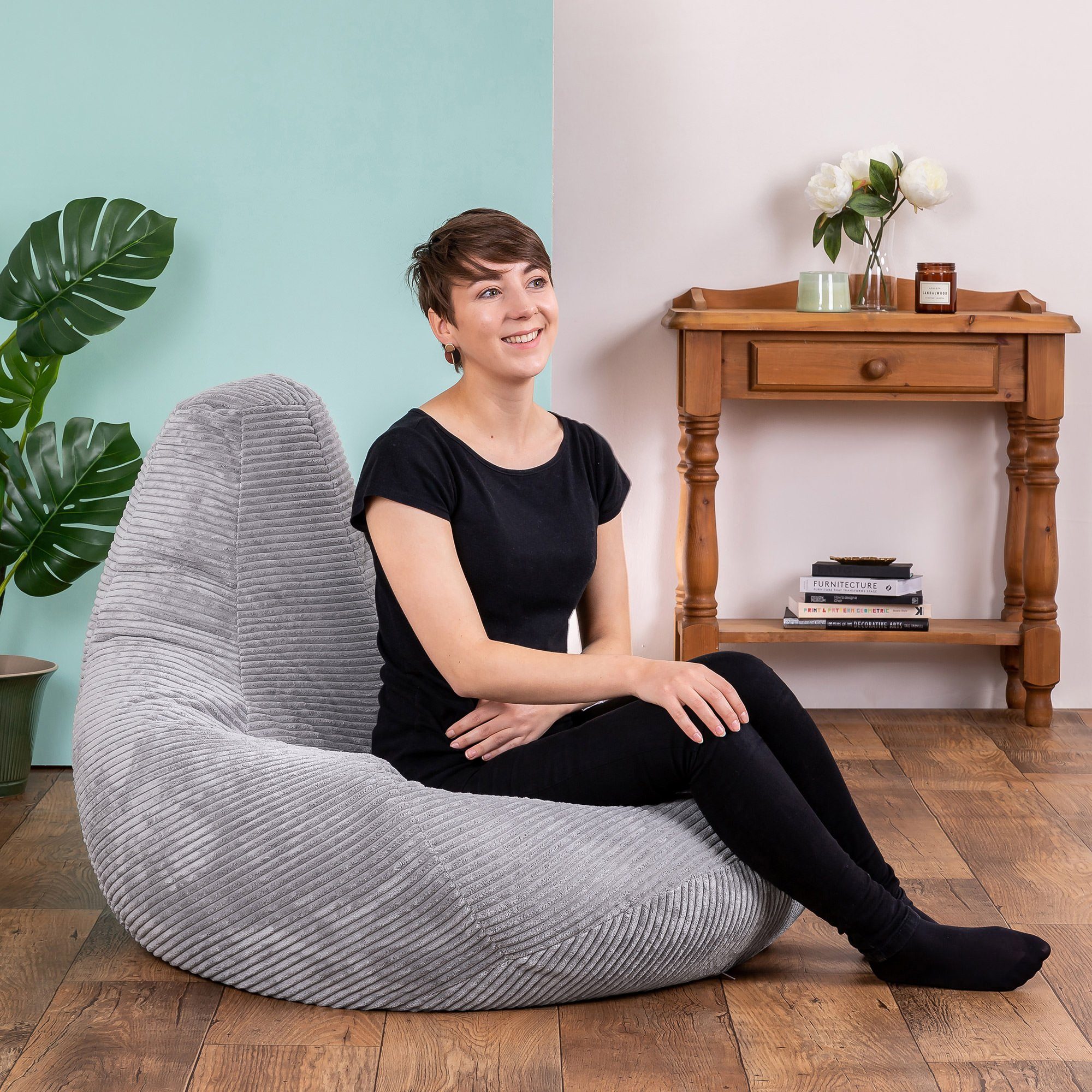 icon Sitzsack Sitzsack-Sessel aus mit „Dalton“ Sitzpouf hellgrau Cord