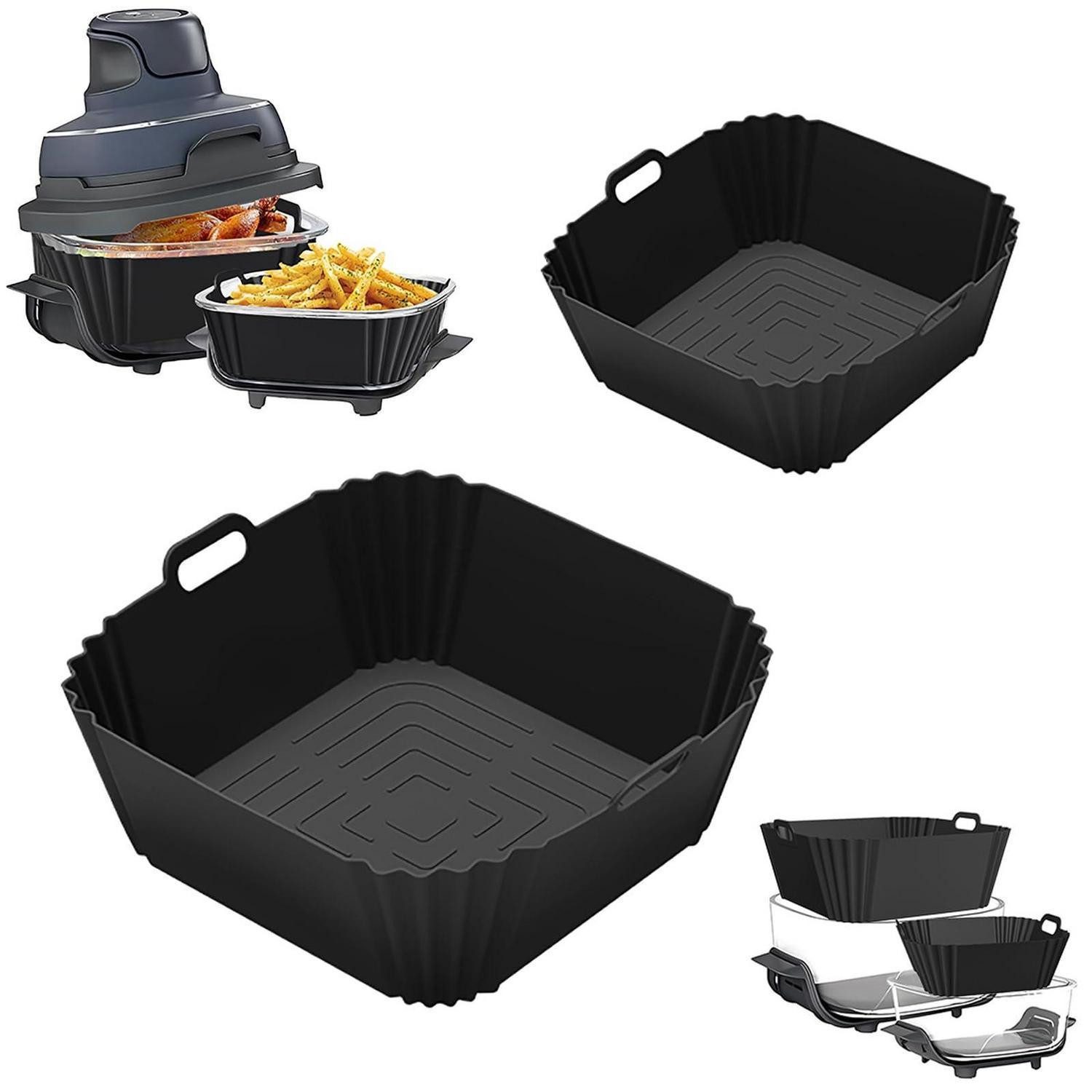 LuxusKollektion Frittiereinsatz Airfryer Silikonform Set 2 Stück 3,8 L 1,4 L für 1,4+3,8 L(Schwarz)