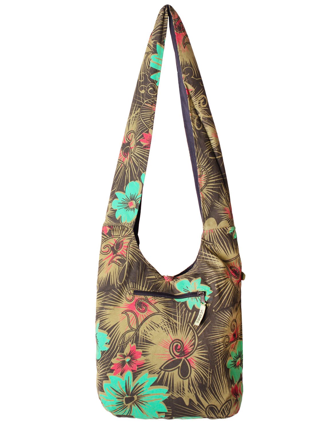 Vishes Beuteltasche Schultertasche Beuteltasche aus Baumwolle Blumen Hippie Tasche, Alternative Bekleidung, Ethno, Hippie, Retro Style