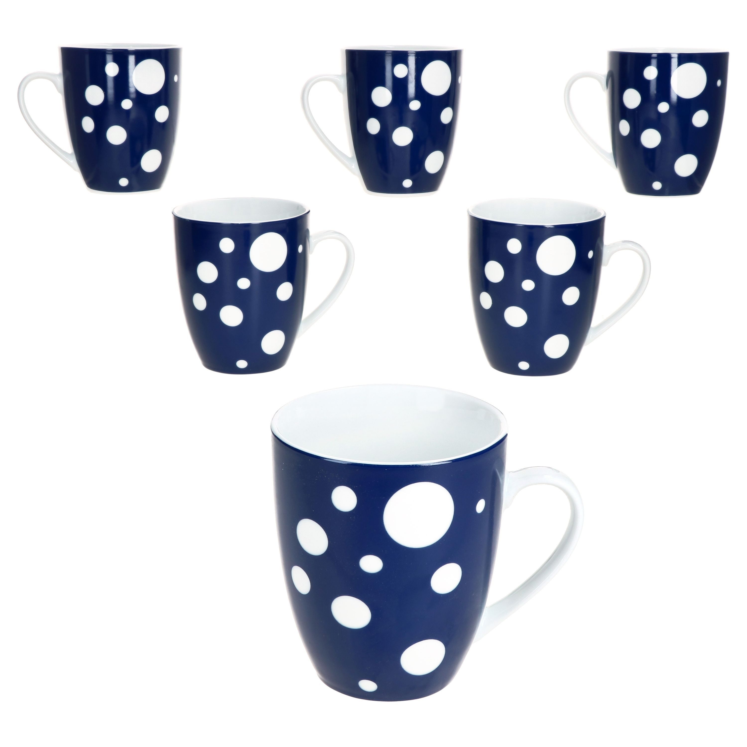 MamboCat Becher Pula dunkelblau 6er Set Kaffeebecher 300ml Porzellan-Tasse 6 Personen, Porzellan