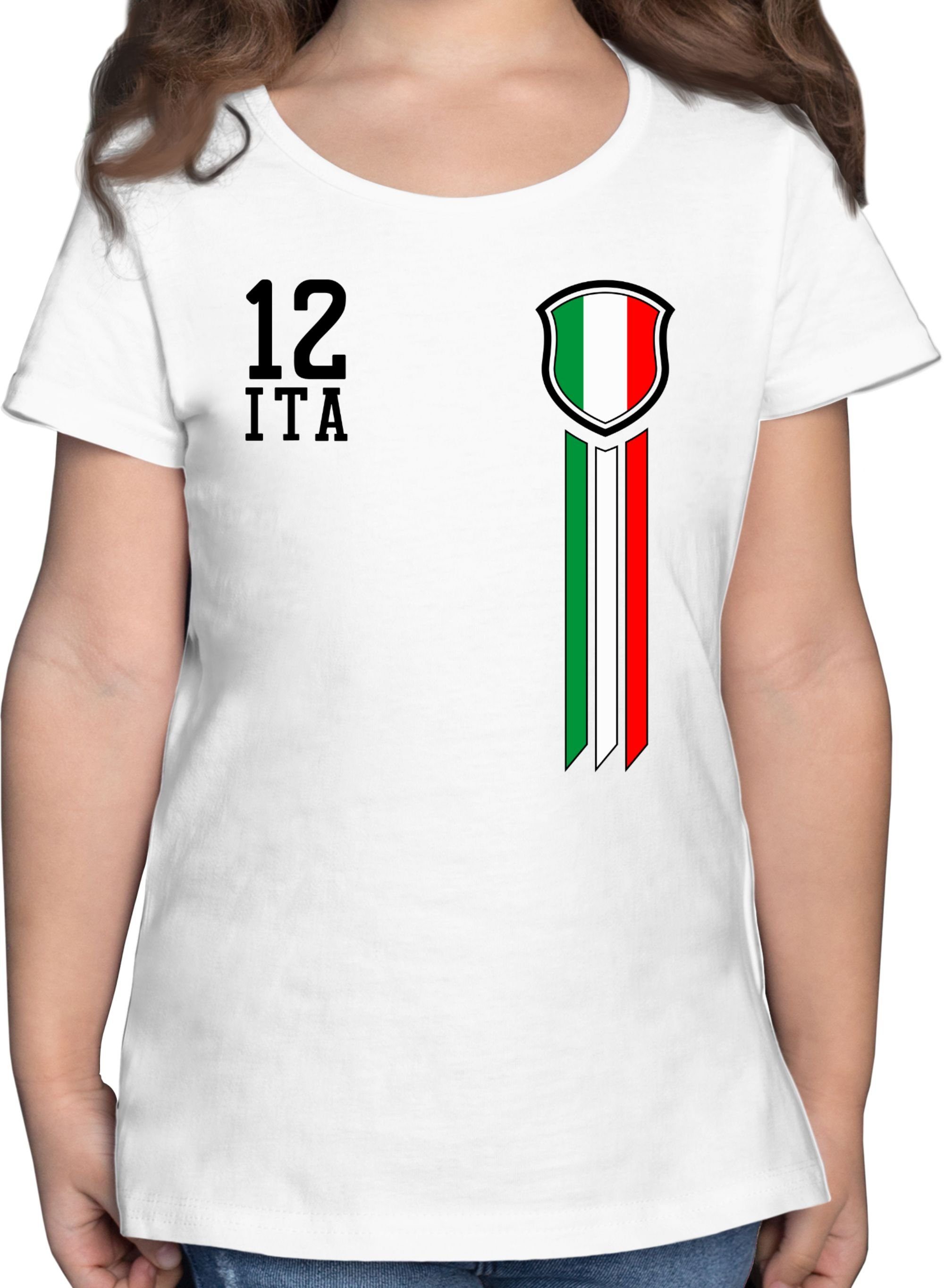 Shirtracer T-Shirt 12. Mann Italien Fanshirt Fussball EM 2024 Kinder 1 Weiß | T-Shirts