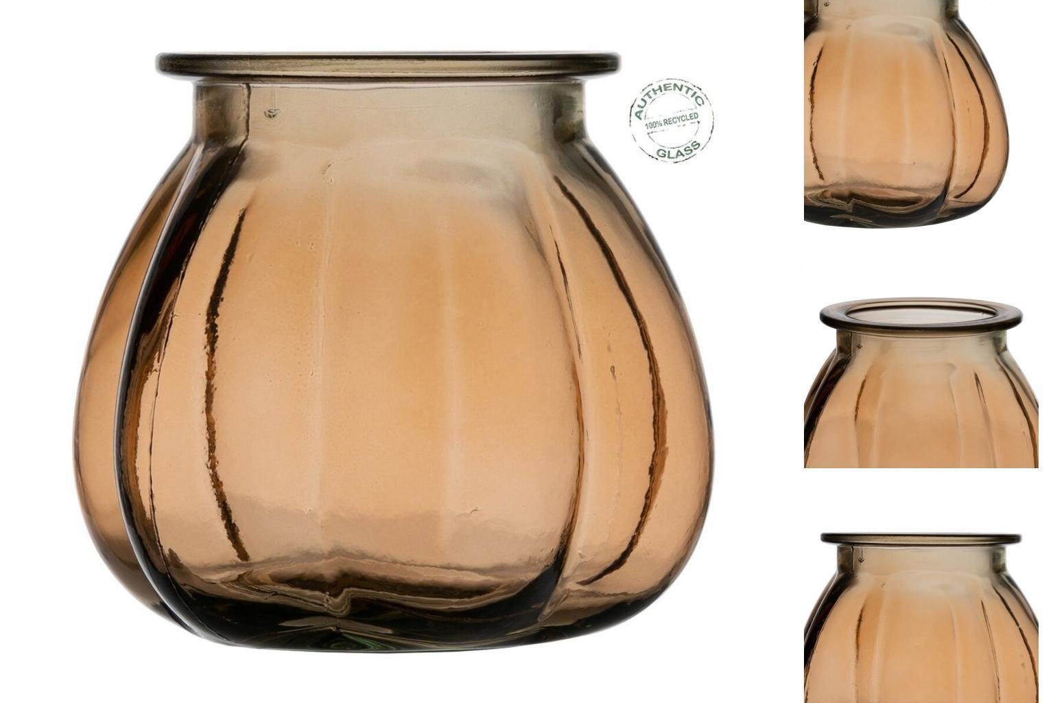 Bigbuy Dekovase Vase Karamell Recyceltes Glas 18 x 18 x 16 cm
