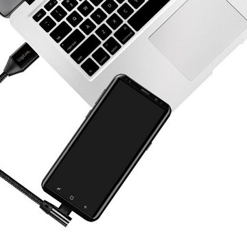 LogiLink USB 2.0 Anschlusskabel USB-Kabel, (100 cm), USB Typ A zu USB Typ C 90°, schwarz, abgewinkelt