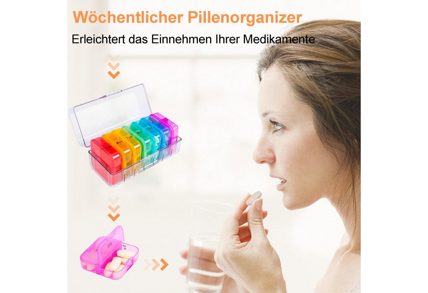 Thumbnail - Mutig Pillendose Tablettenbox 7 Tage 2 Fächer (7 Tage Morgens Abends Medikamentendosierer, feuchtigkeitsbeständiger, tra...