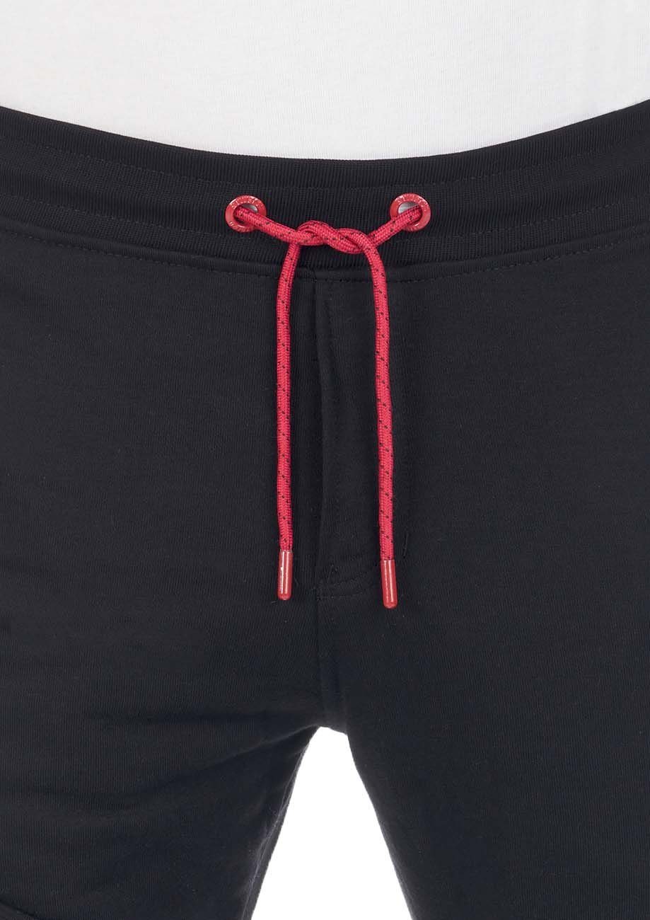 Black- Sweathose Regular pflegeleichter aus Herren Trainingshose Baumwollmischung Red riverso Fit Jogginghose RIVVeit