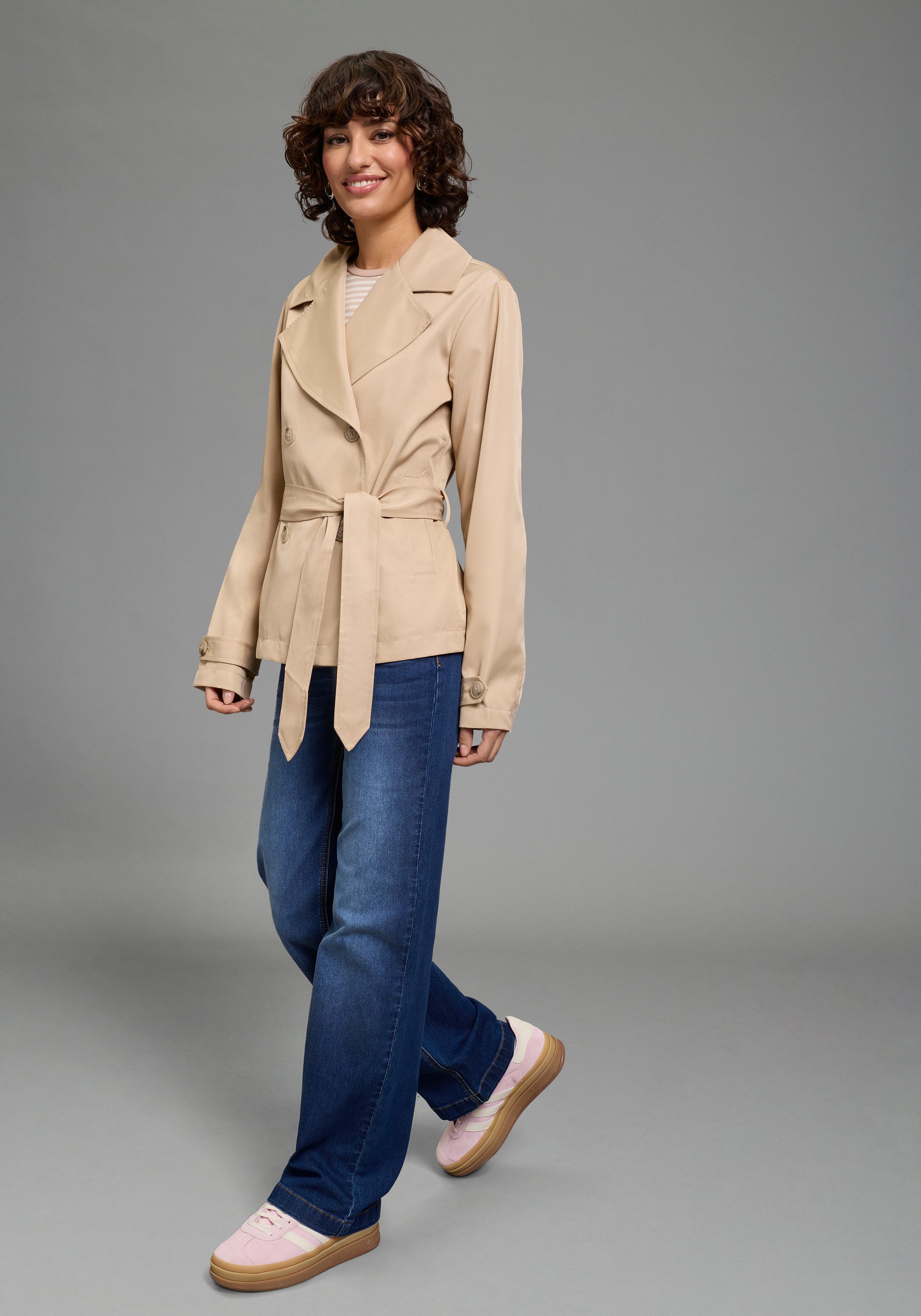 Laura Scott Kurzjacke kurzer Trenchcoat, Übergangsjacke, zweireihiger Verschluss – Bild 4 von 5