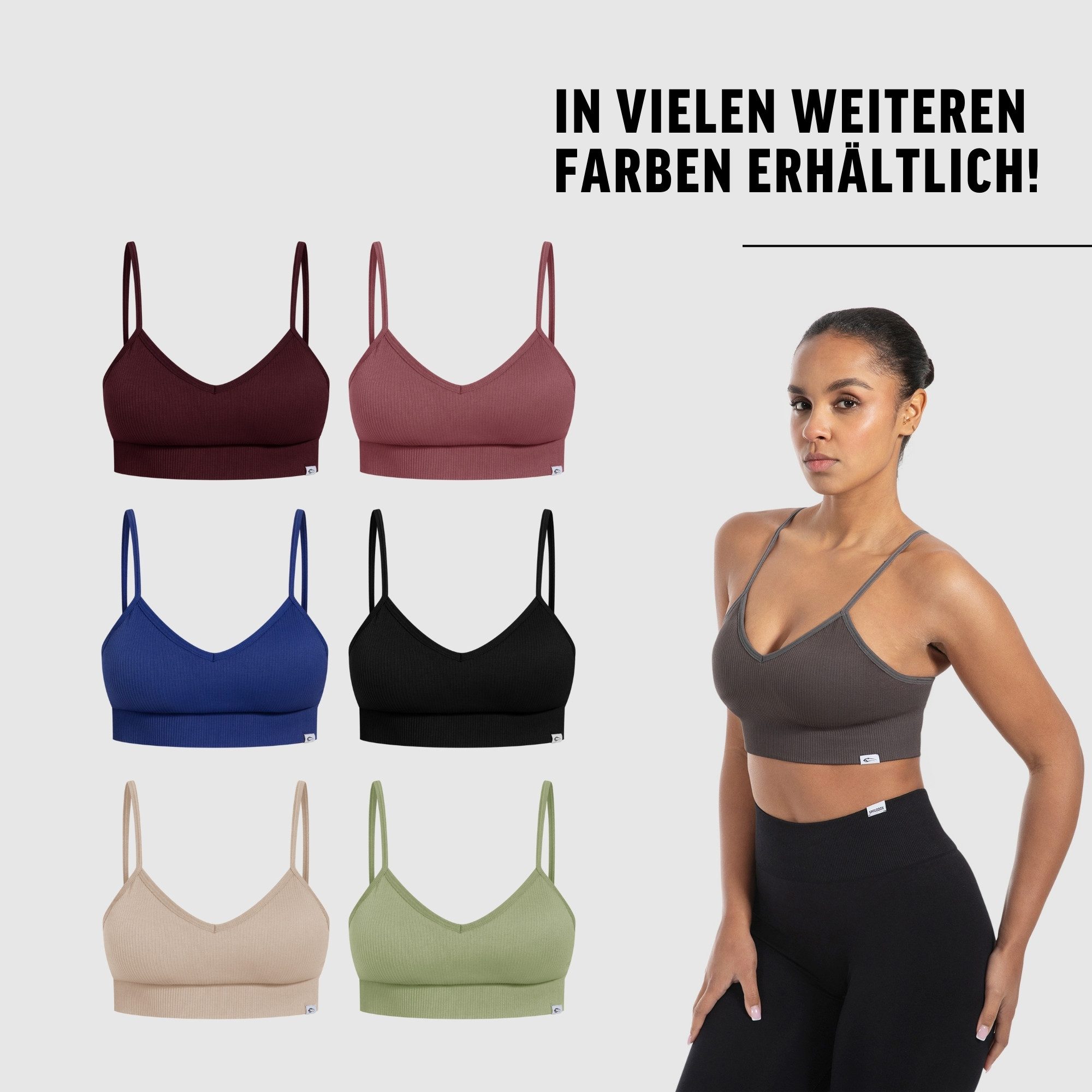 Smilodox Sport-BH Alma, Shaped Fit Yoga Bra, mit herausnehmbaren Cups V-Ausschnitt, Blickdicht, Ohne Bügel, Verstellbare Träger Sport Top – Bild 4 von 5