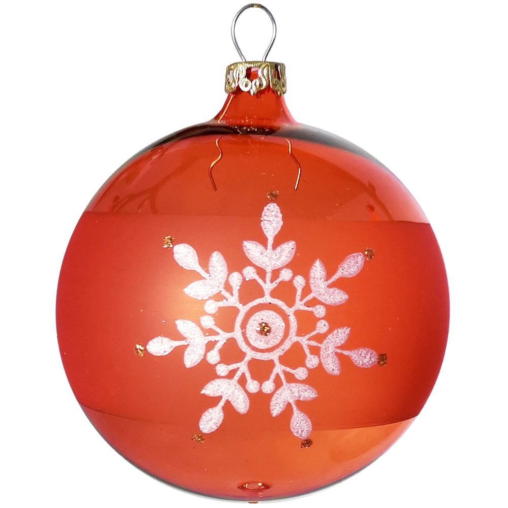 Thüringer Glasdesign Weihnachtsbaumkugel Weihnachtskugel Mix-Box orange (6 St), mundgeblasen, handbemalt