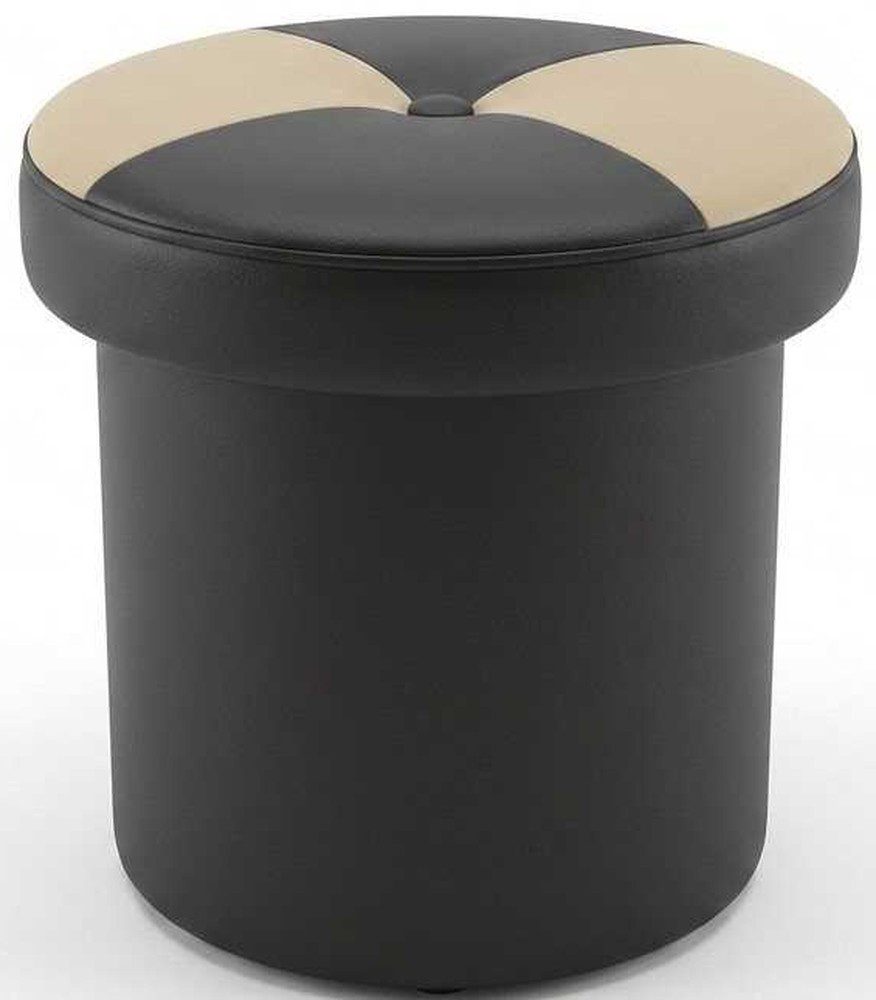 Xlmoebel Hocker Grauer Rundhocker Kunstleder Holz Sitzhocker Fußhocker Modern Design (1 St., 1-tlg)
