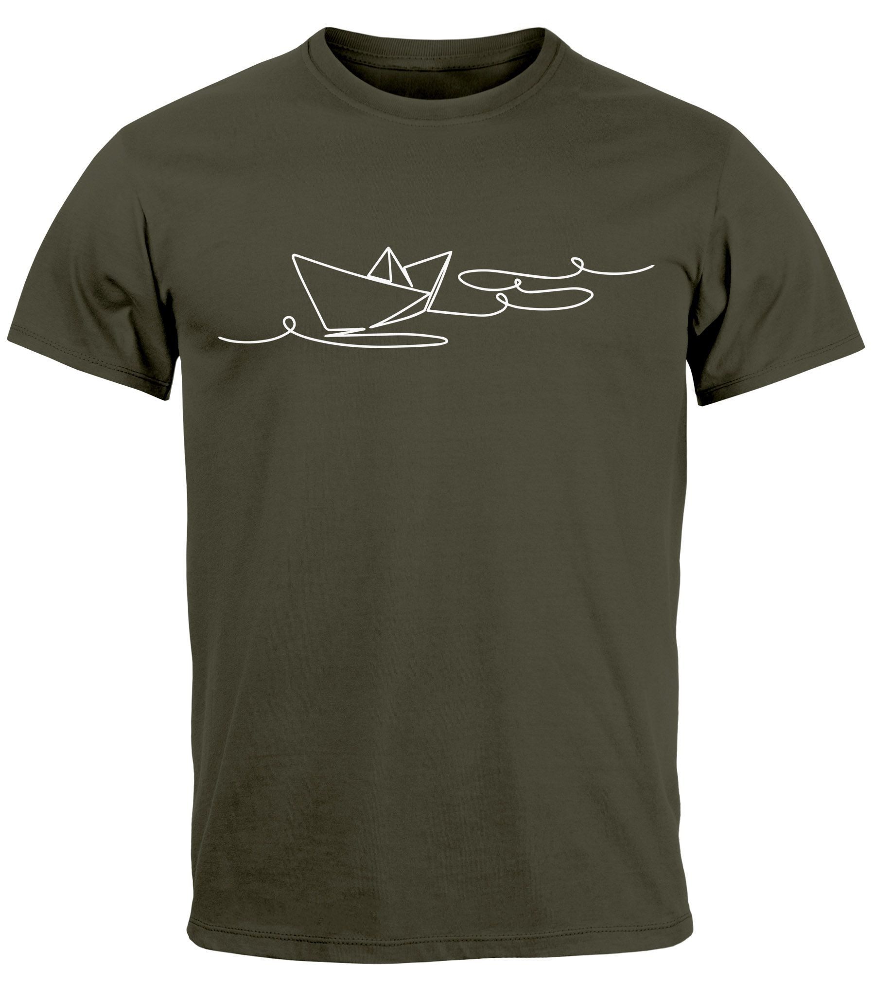 Neverless Print-Shirt Herren T-Shirt Boot Polygon Papier-Schiff Origami Auf günstig online kaufen