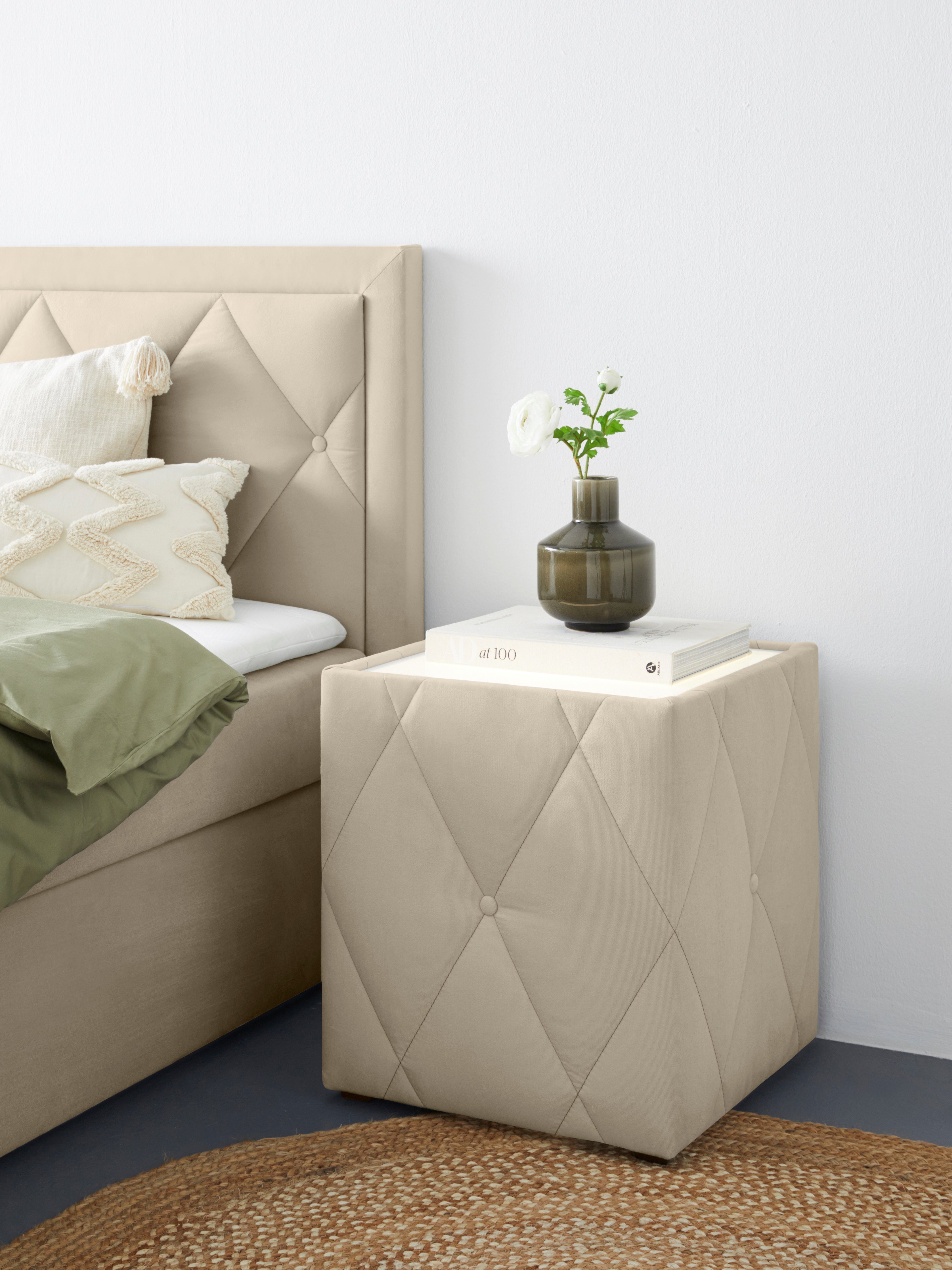 Leonique Nachttisch Alfie, mit Beleuchtung und Bezug aus Samtverlours günstig online kaufen