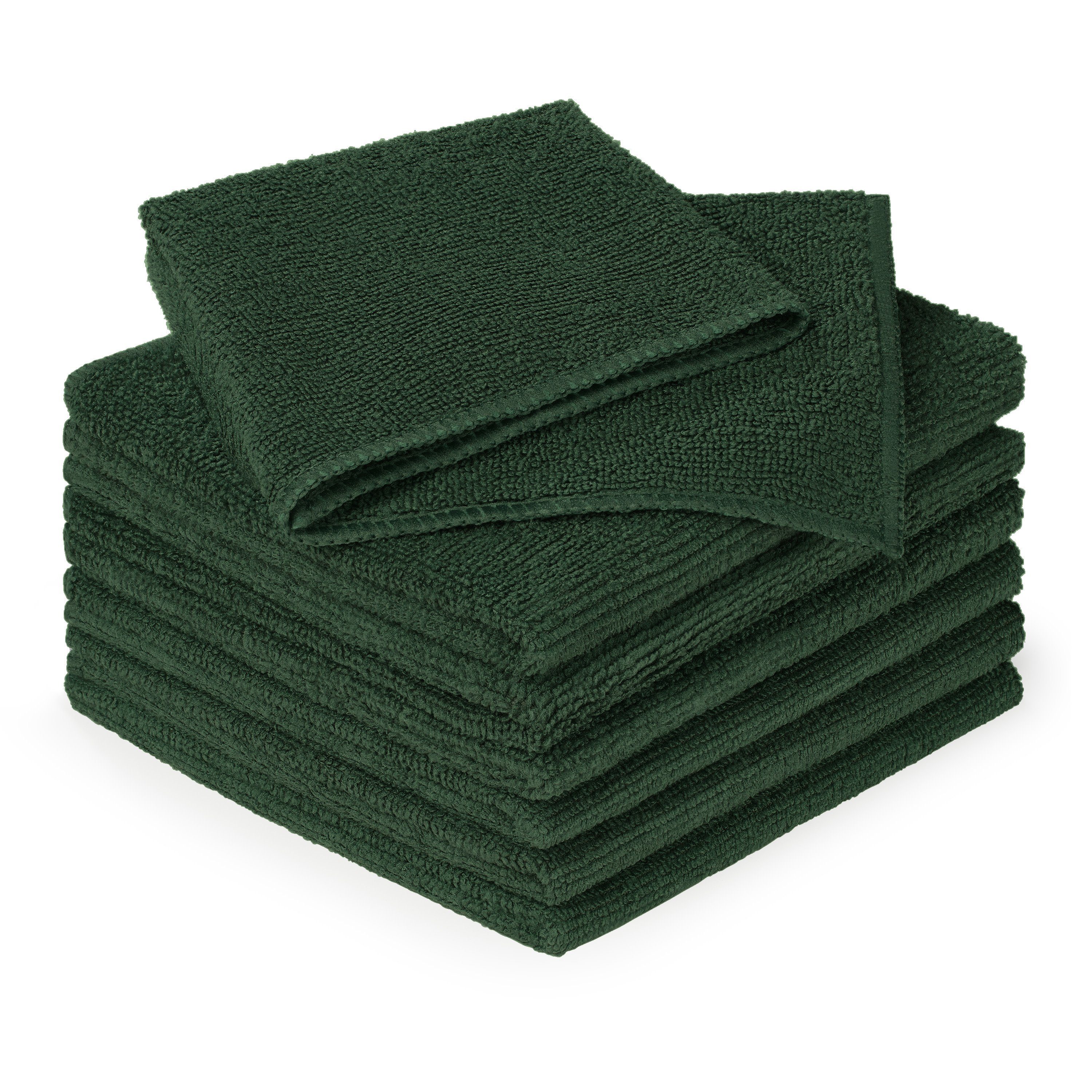 Blumtal Geschirrtuch Mikrofasertücher - umweltfreundliches Allzweck Reinigungstuch 30x40 cm, (Set, 6-tlg., Set bestehend aus 6, 12 oder 24), Fusselfreie und streifenfreie Reinigung Dark Green (Dunkelgrün)