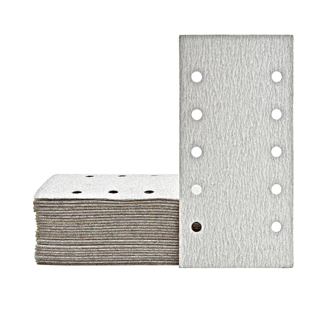 MioTools Schleifpapier 230 x 115 mm 10-Loch Klett-Schleifblätter für Schwingschleifer, Normalkorund, 50 Stk., K100