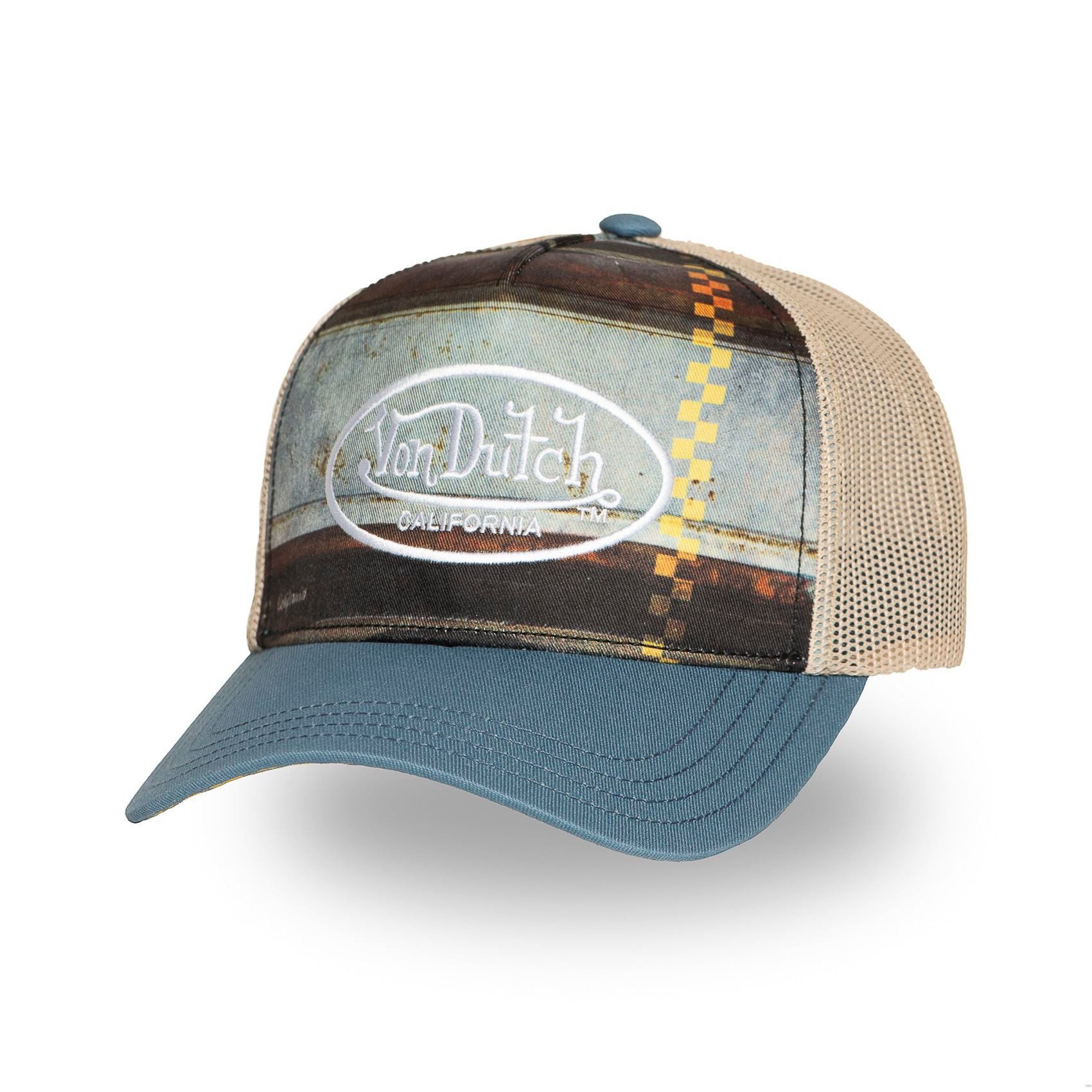 Von Dutch Trucker Cap Von Dutch Originals Trucker Cap CALIFORNIA Motor Skull Rock USA Racing (Basecap, Meshcap, Trucker Kappe) Sublimationsdruck auf Krone und Schirmunterseite