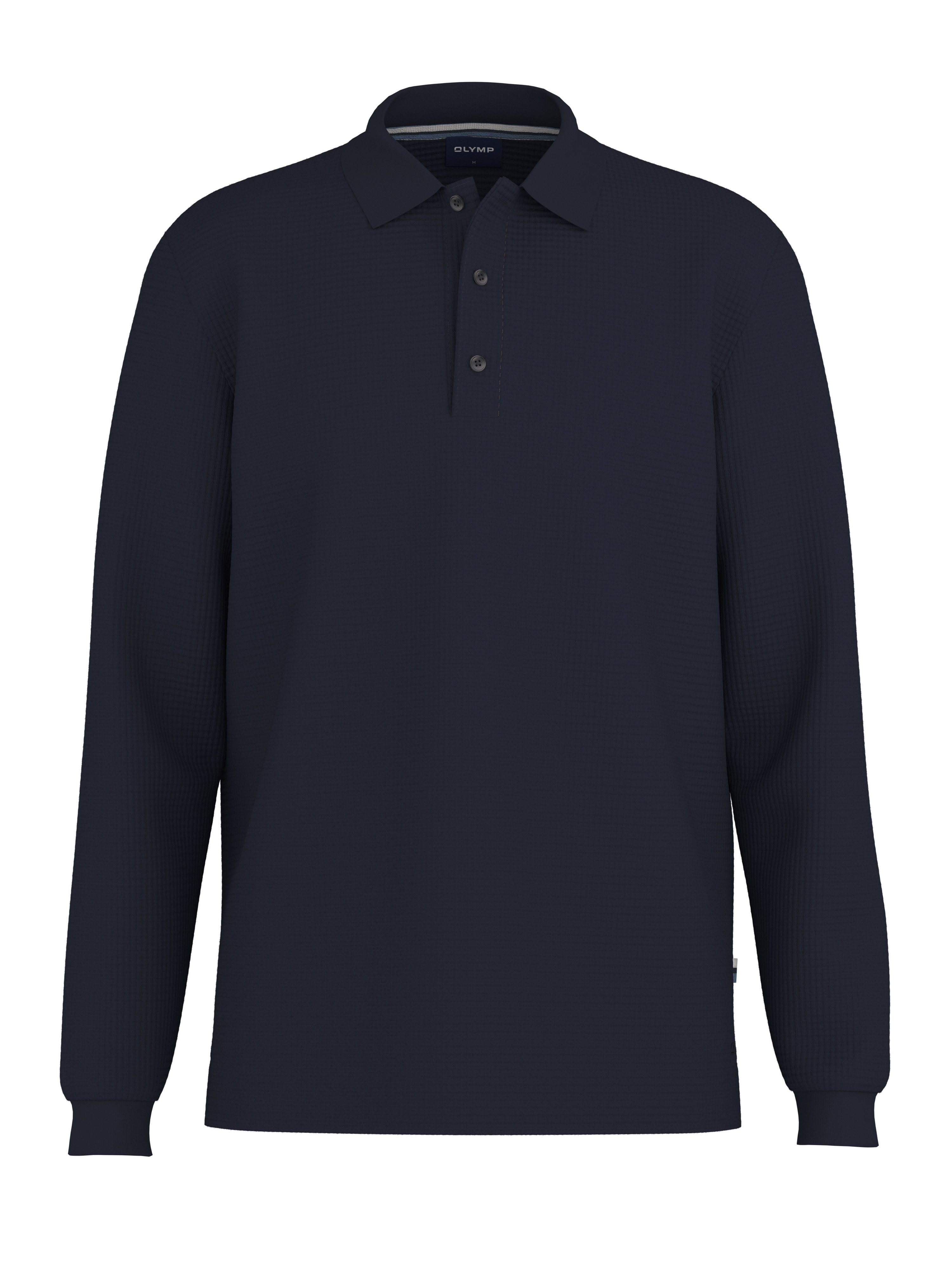 OLYMP Langarm-Poloshirt Casual in Waffel-Struktur, regular fit