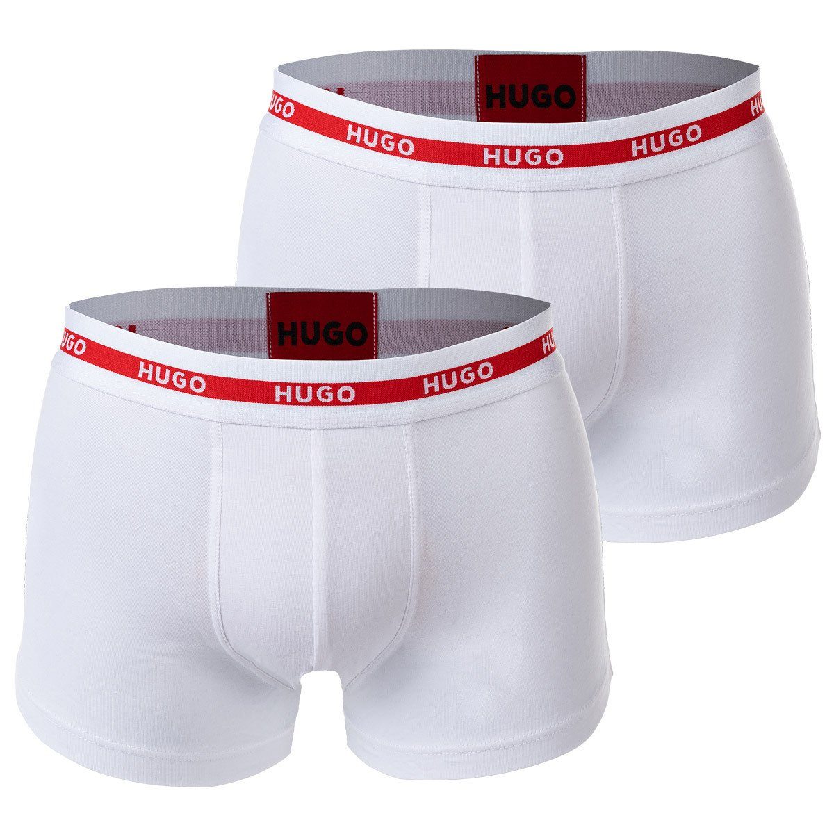 HUGO Boxer Herren Boxer Shorts, 2er Pack - Trunks Twin Pack Weiß