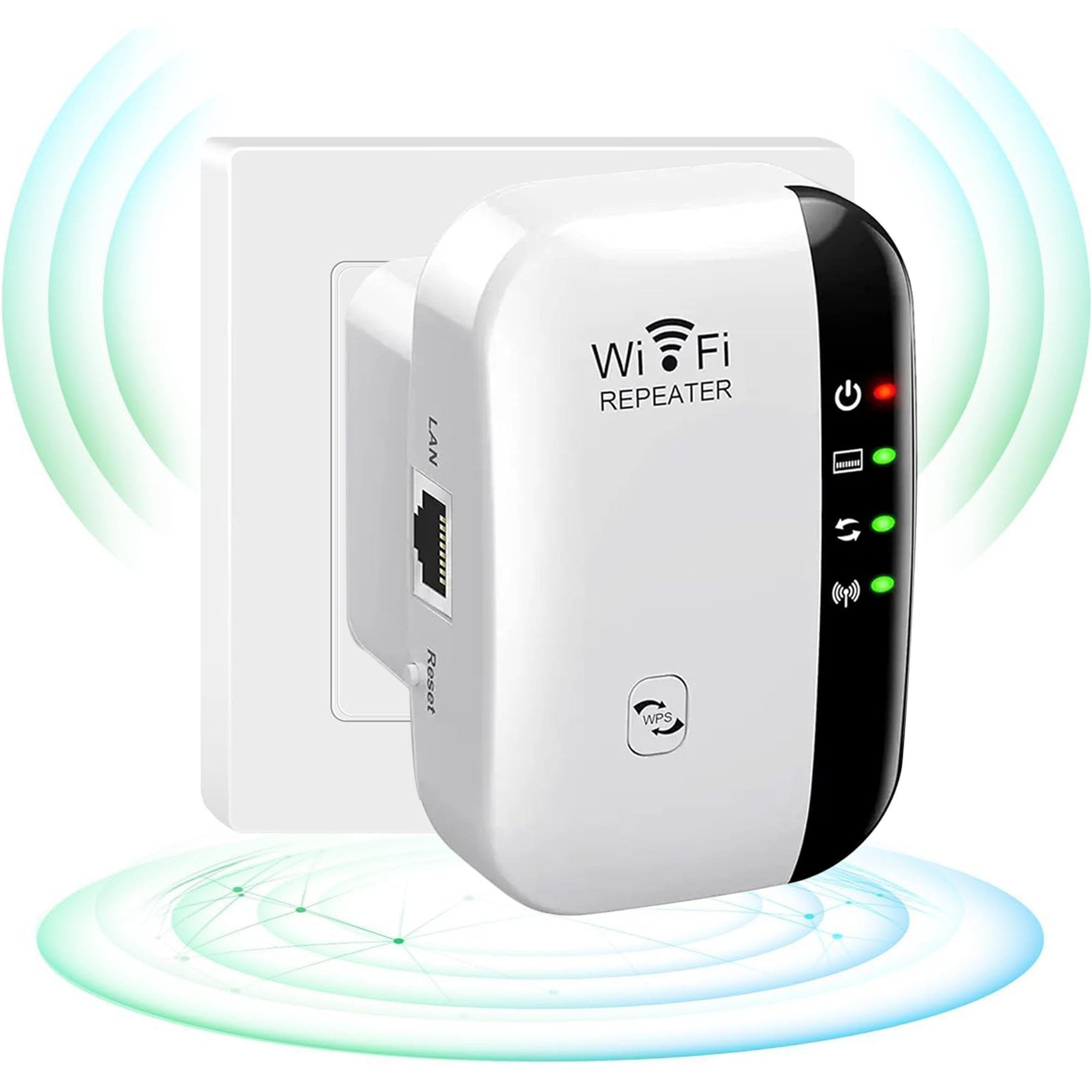 Senmudi WiFi Extender Booster, WLAN Repeater Verstärker Bis Zu 5000sq. WLAN-Router, mit 300 Mbps,2,4GHz WiFi Mit Ethernet Port Zu Allen Geräten