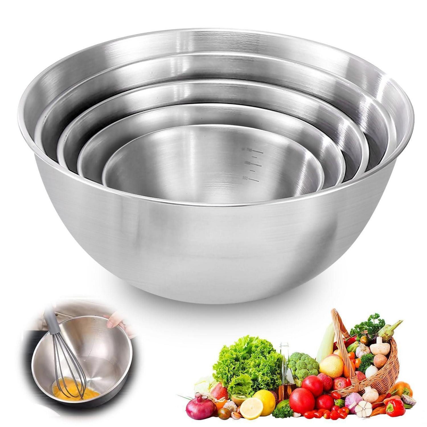 LuxusKollektion Rührschüssel Rührschüssel Edelstahl Set 5tlg., Metall