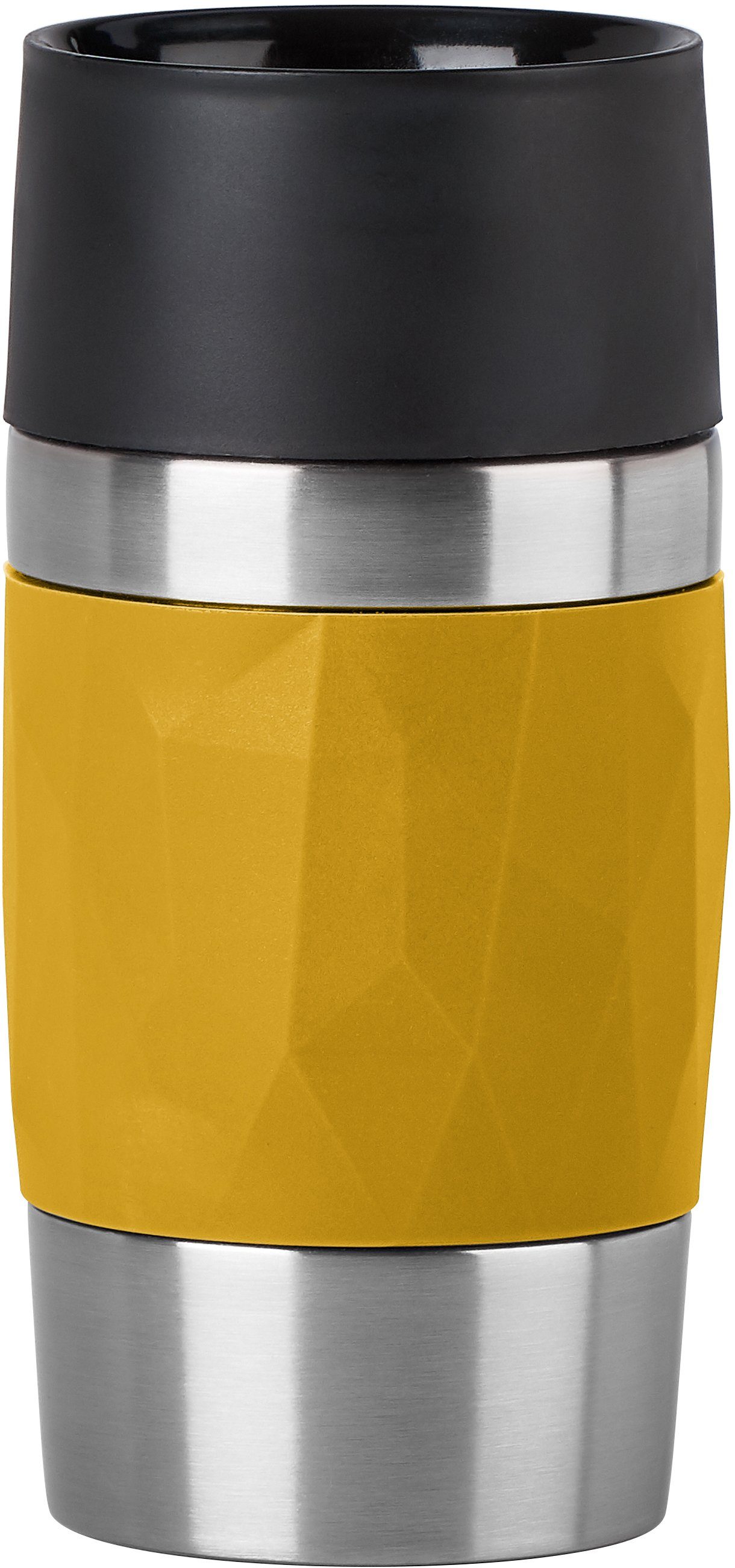 Emsa Thermobecher Travel Mug Compact, Edelstahl, Kunststoff, Silikon, 0,3L, Edelstahl, 3h warm/6h kalt, 360°Trinköffnung, spülmaschinenfest