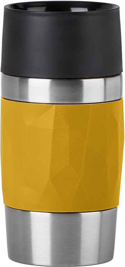 Emsa Thermobecher »Travel Mug Compact«, Edelstahl, Silikon, Kunststoff, 0,3L, Edelstahl, 3h warm/6h kalt, 360°Trinköffnung, spülmaschinenfest