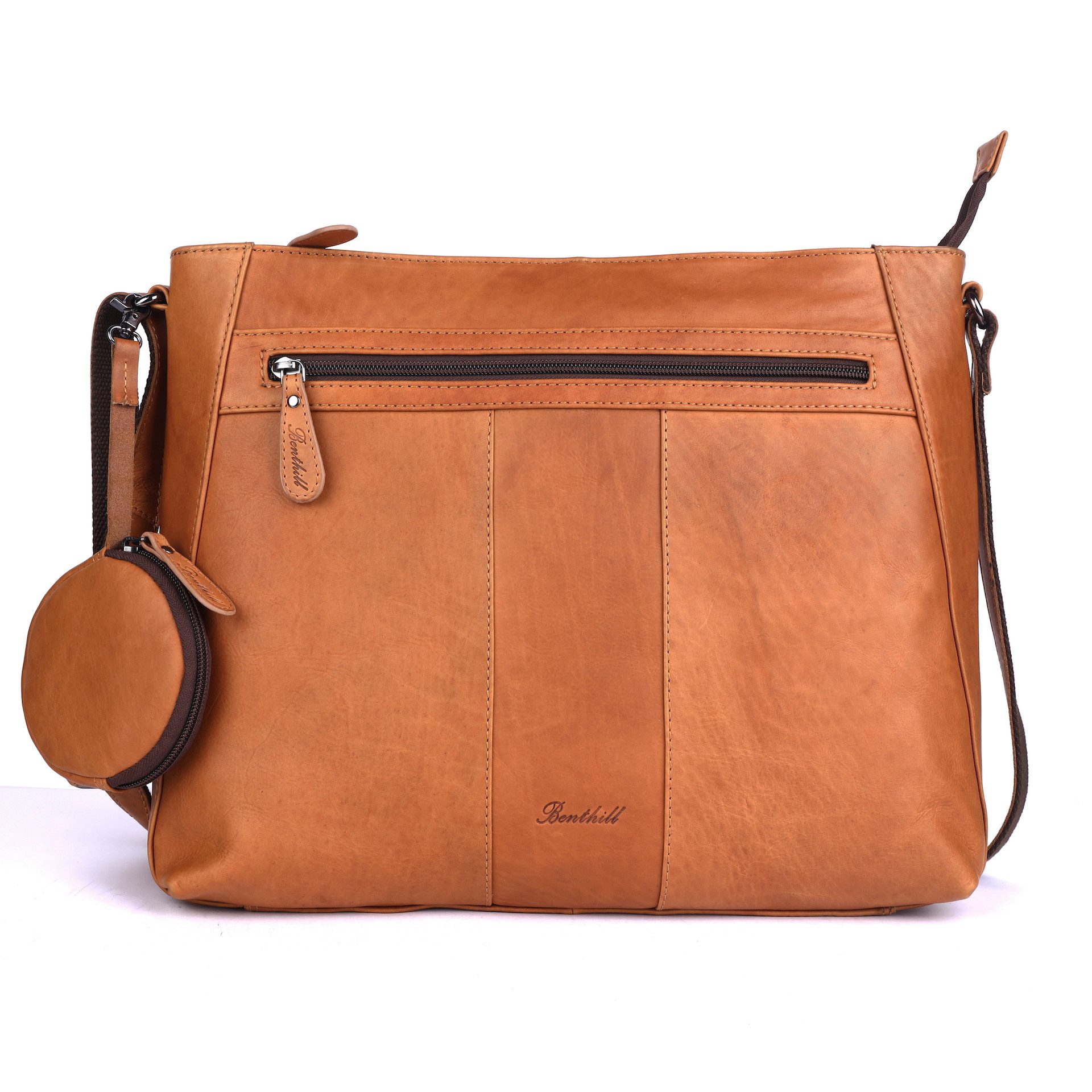 Benthill Umhängetasche Damen Echt Leder Handtasche Shopper Vintage Umhängetasche, Schultergurt / Umhängegurt Reißverschlussfach