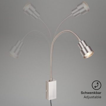 Briloner Leuchten LED Deckenspots 2085-012, LED wechselbar, Warmweiß, matt-nickel, flexibler Arm, inkl. Touchfunktion, inkl. 1xLED/GU10