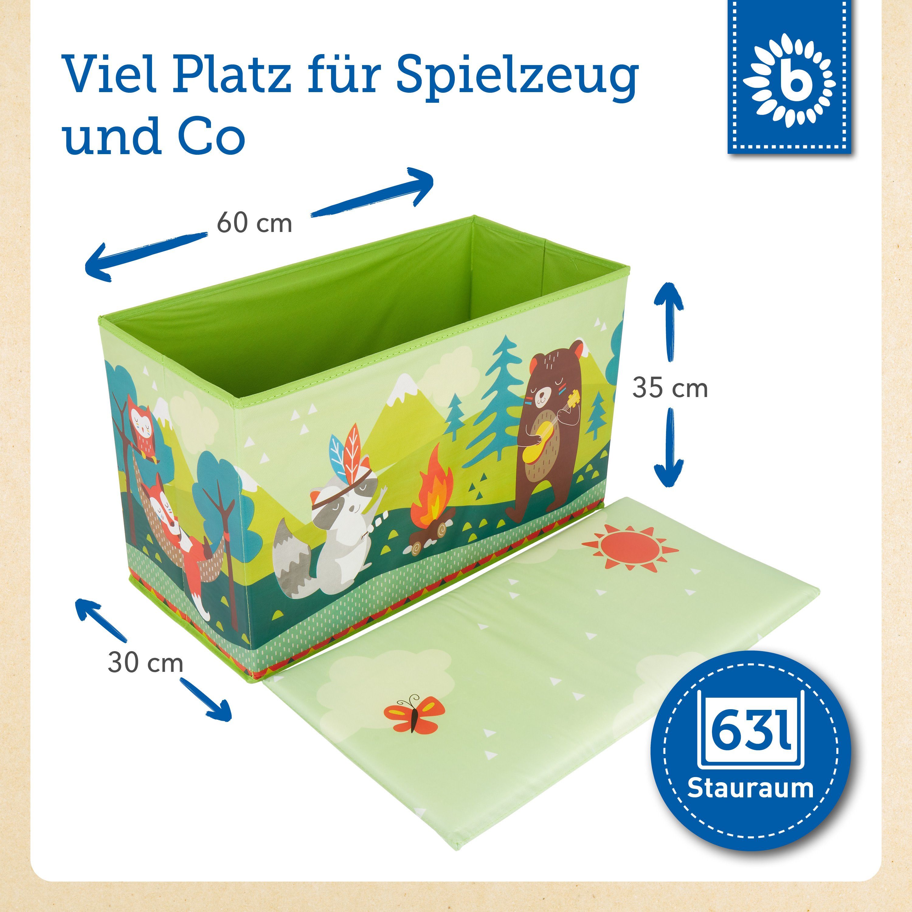 BIECO Spielzeugtruhe Bieco Aufbewahrungsbox mit Deckel 60L faltbar Spielzeugkiste