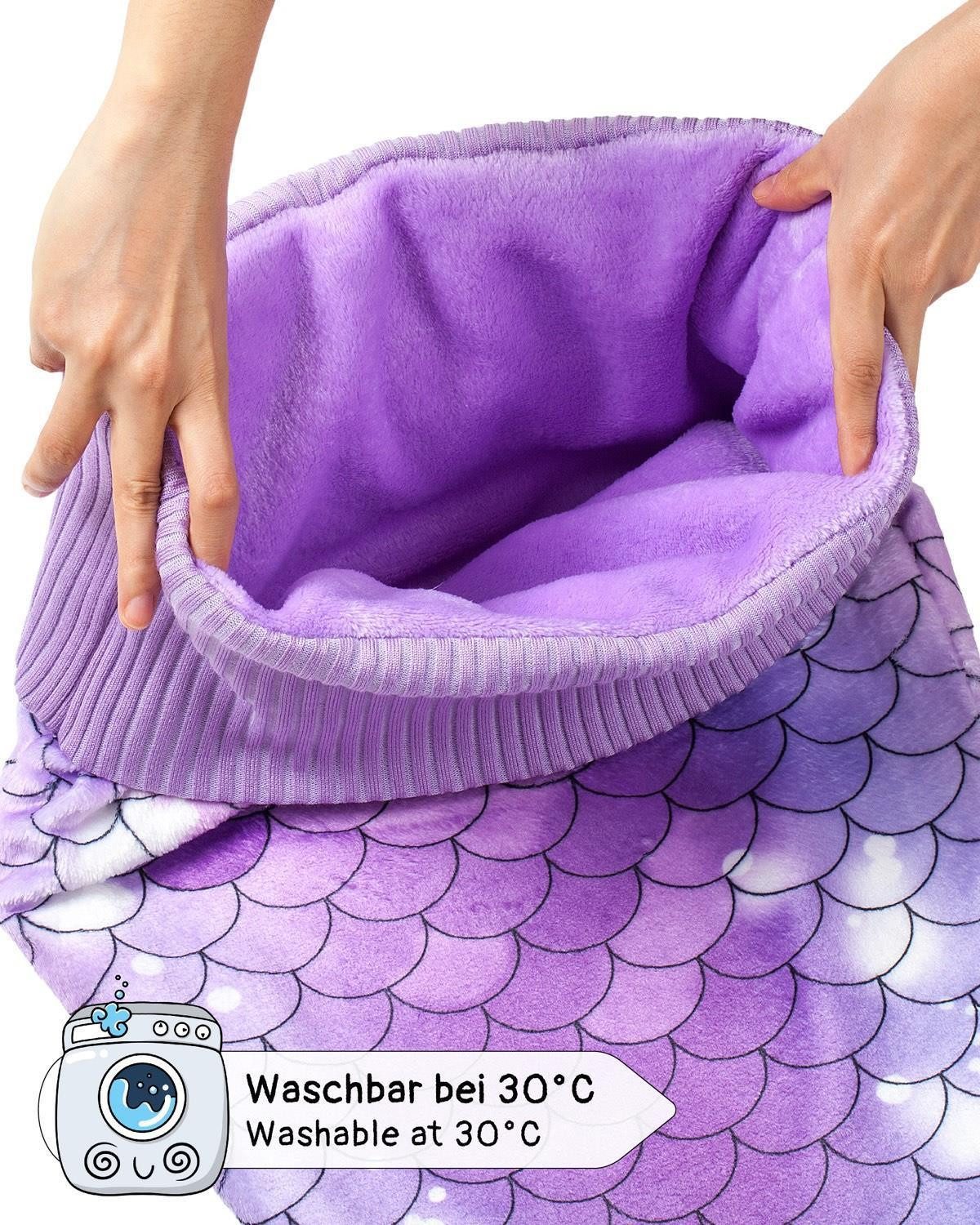 Corimori Deckenschlafsack Meerjungfrau flauschige Kuschel-Decke, Schlafsack (Packung, Geschenk), Einheitsgröße, Mermaid, Meerjungfrauenflosse für Erwachsene, Damen