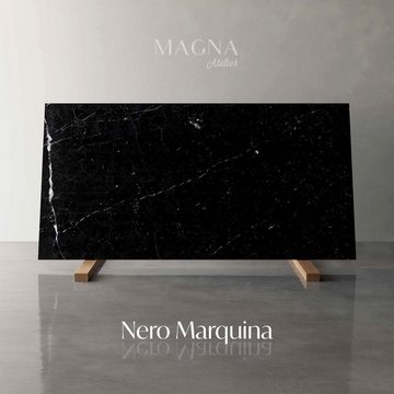 MAGNA Atelier Esstisch LOUISIANA mit Marmor Tischplatte, Küchentisch eckig, Eichenholz, Naturstein, 160x80x75cm