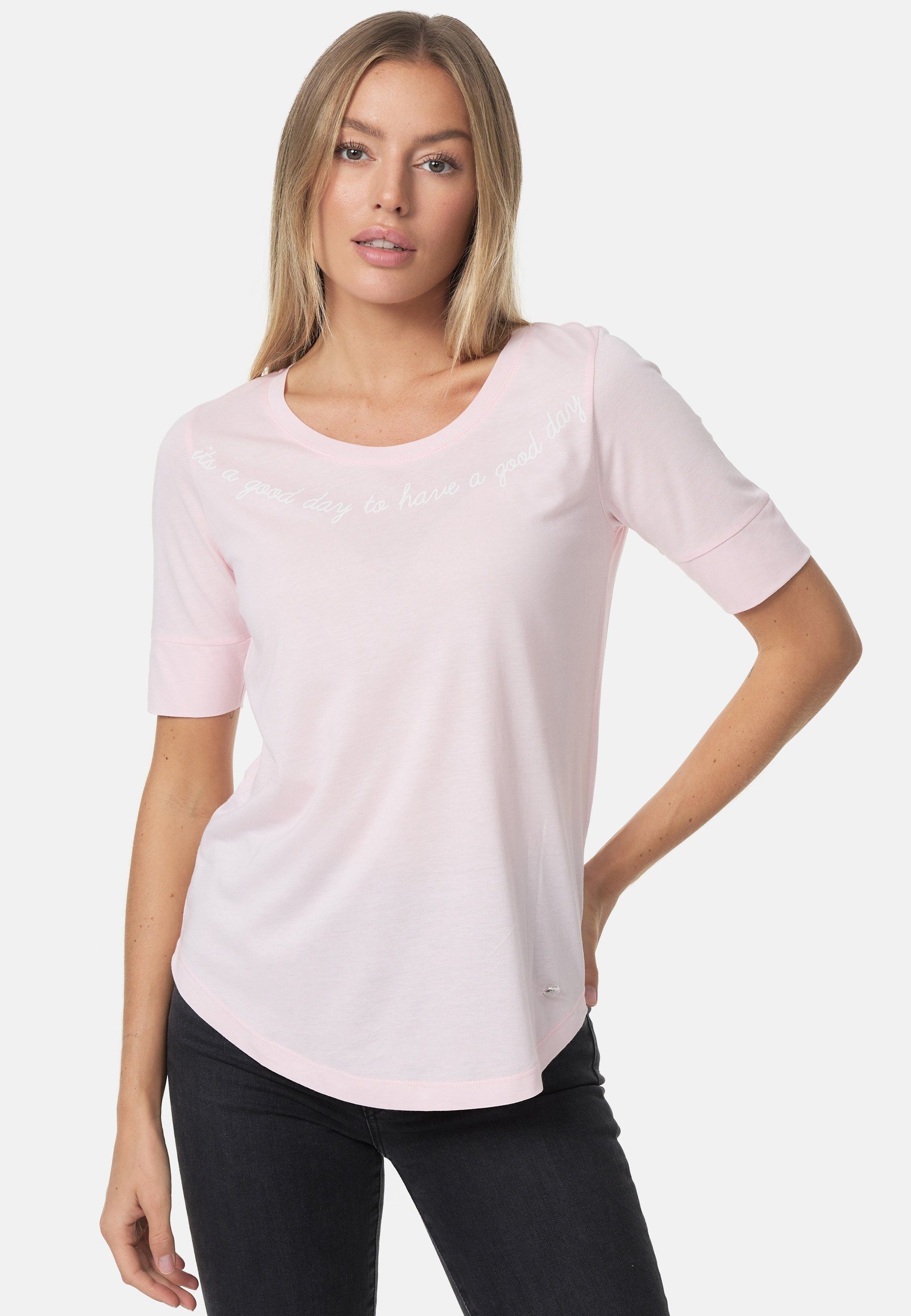 rosa-weiß mit Print stylischem Decay T-Shirt